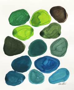 7.10.24 #4 - Original Blue and Green Abstract Mixed Media Artwork on Paper