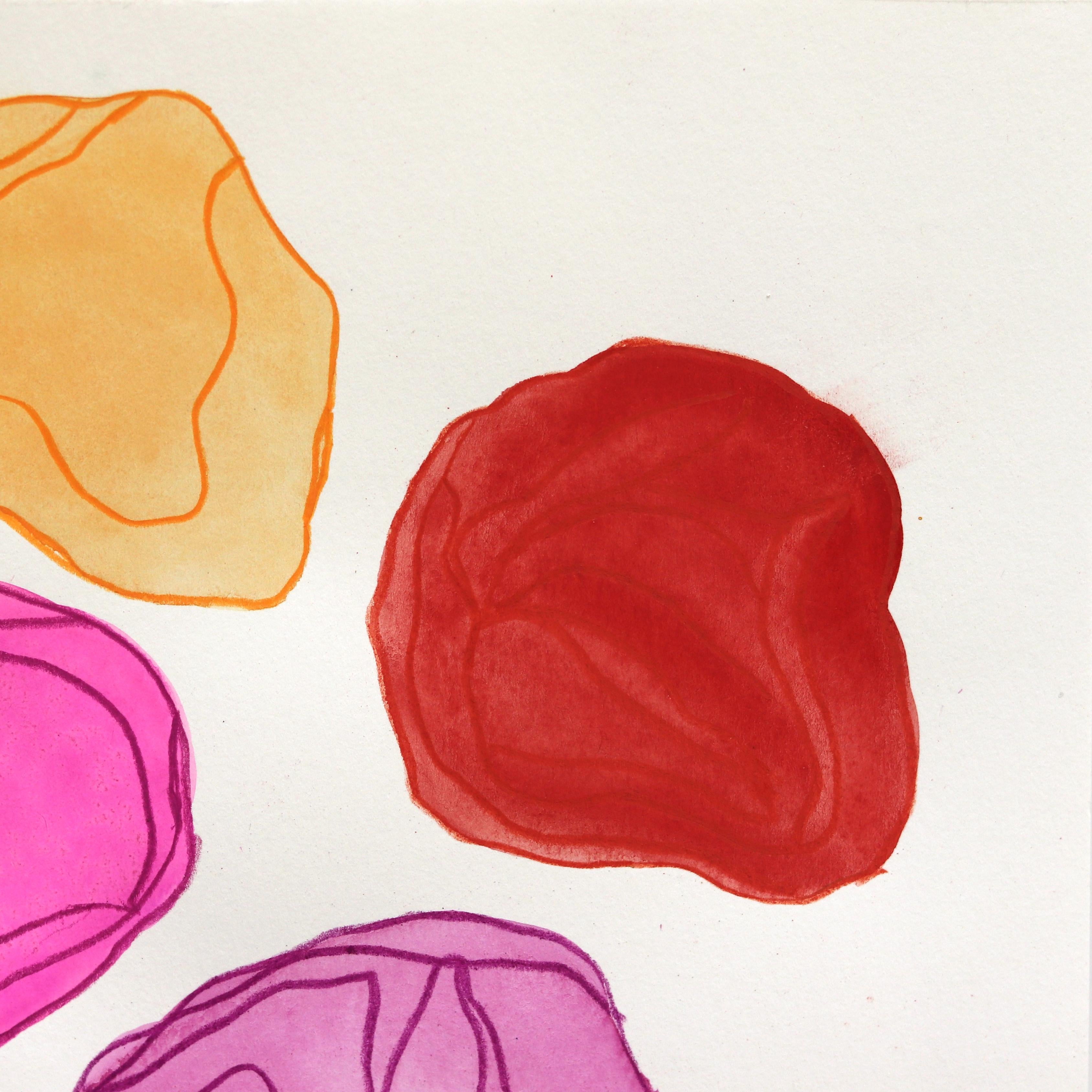 7.10.24 #5 - Original Pink, Red, & Yellow, Abstract Mixed Media Artwork on Paper For Sale 2