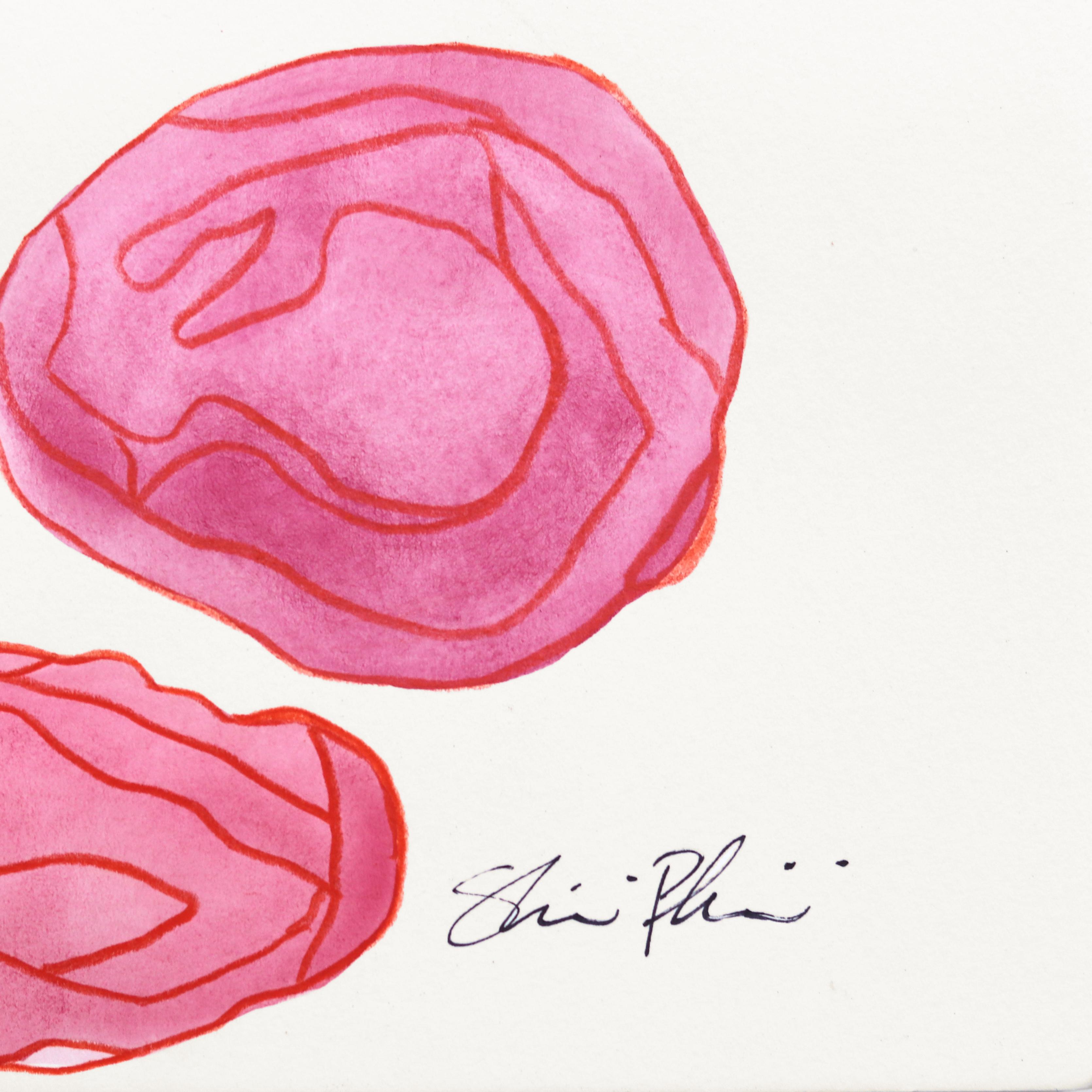 7.10.24 #5 - Original Pink, Red, & Yellow, Abstract Mixed Media Artwork on Paper For Sale 4
