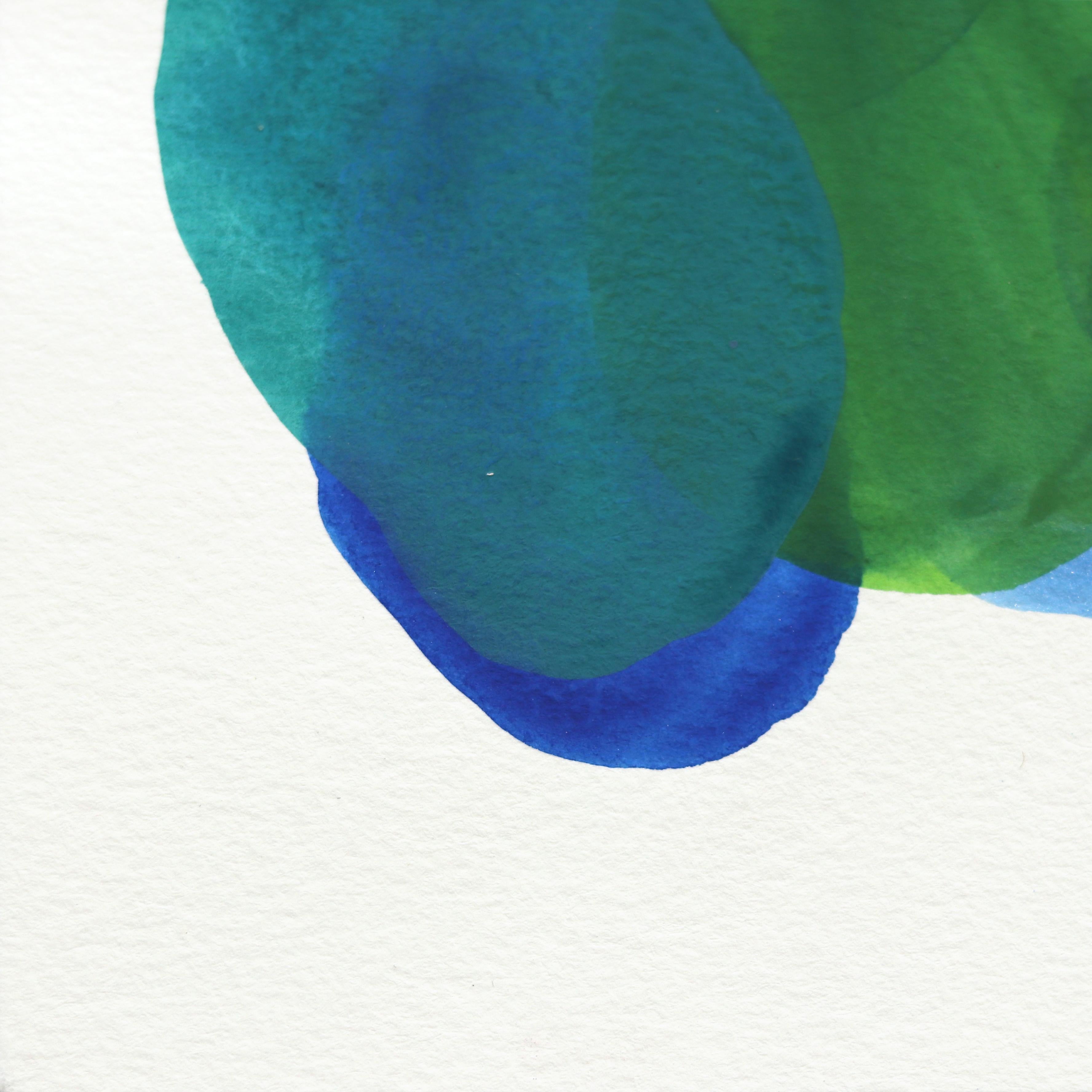7.10.24 #6 - Pittura minimalista astratta ad acquerello con tonalità Jewell e smeraldo - Abstract Painting Blu di Shiri Phillips