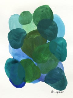 7.10.24 #6 - Jewel Tone Emerald Abstract Watercolor Minimalist Painting