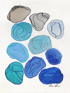 7.10.24 #9 - Calming Blue Tone Emerald Watercolor Minimalist Painting