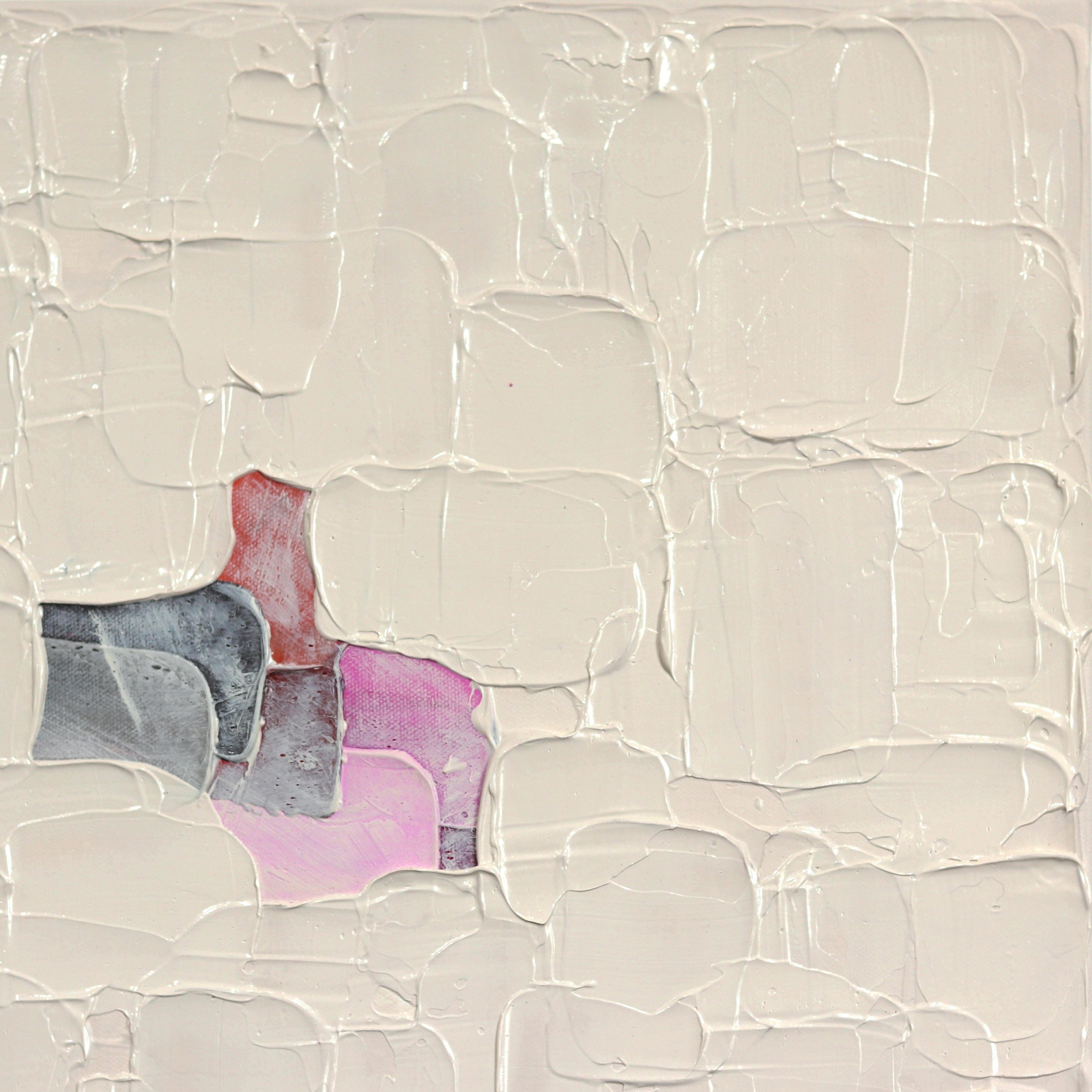 A Hidden Love - Impasto Inspired Pink Textural Thick Paint Abstract Artwork For Sale 1