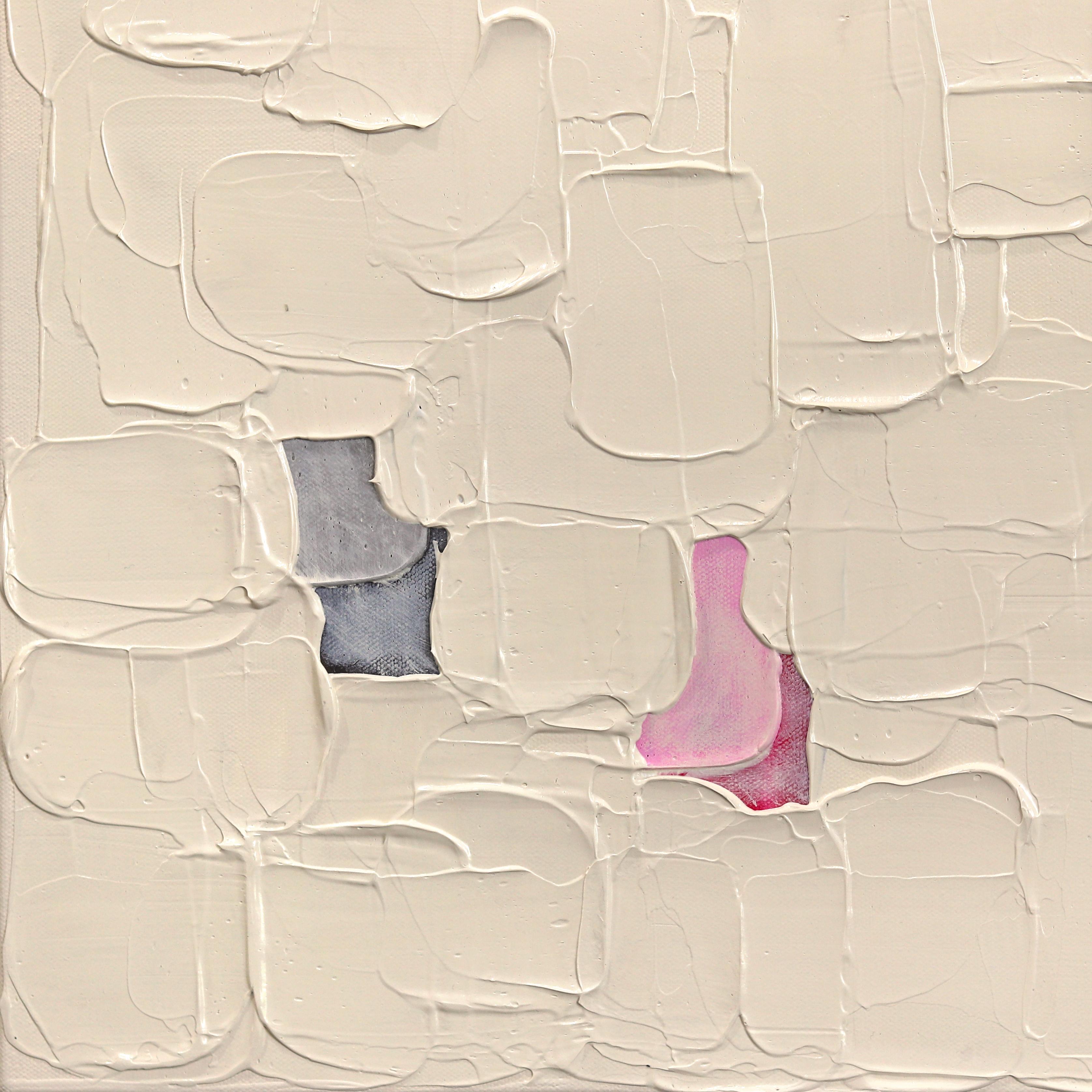 A Hidden Love - Impasto Inspired Pink Textural Thick Paint Abstract Artwork For Sale 4
