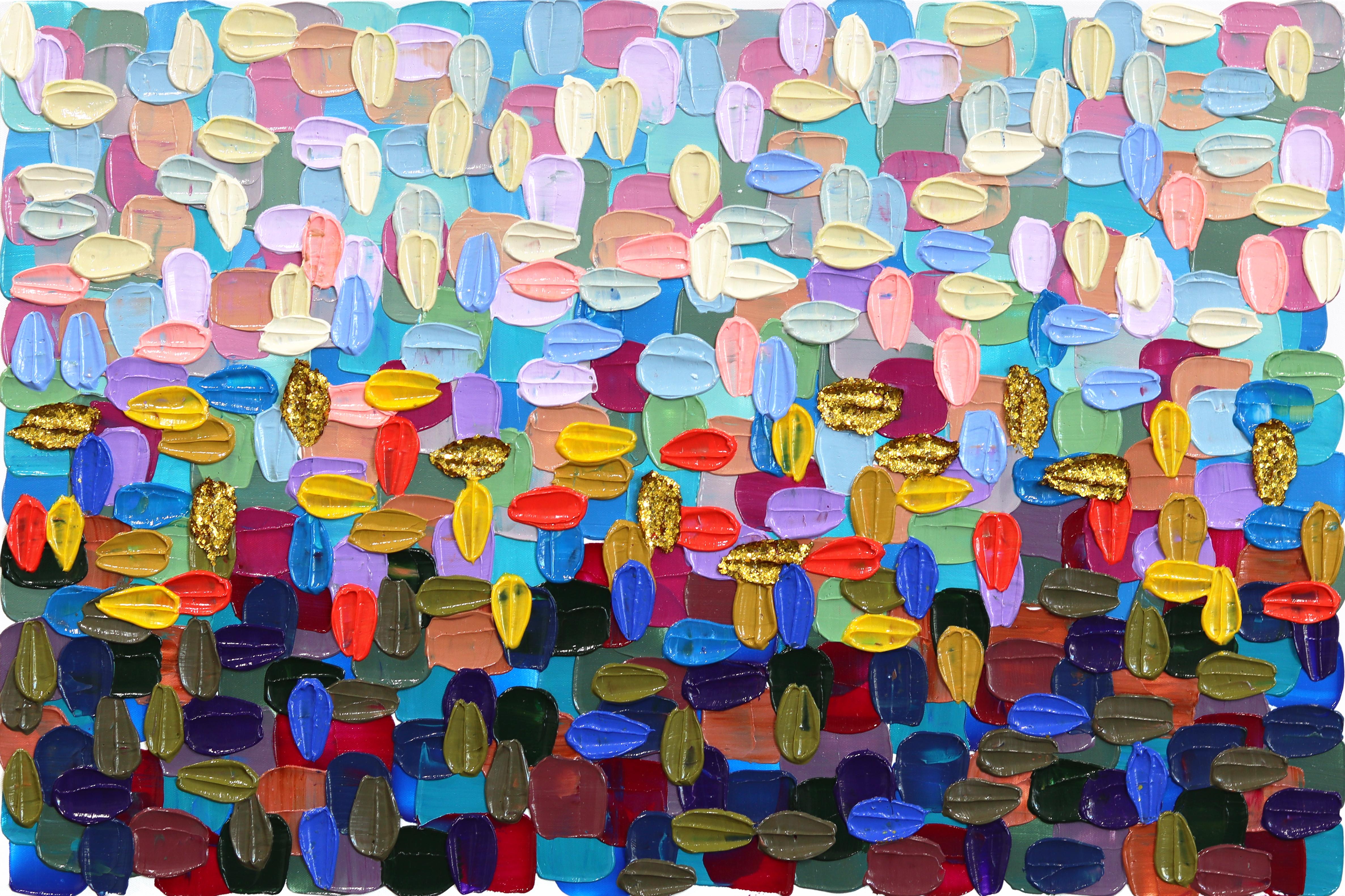 A Moment In Time - Colorful Impasto Mixed Media Textural Abstract Painting