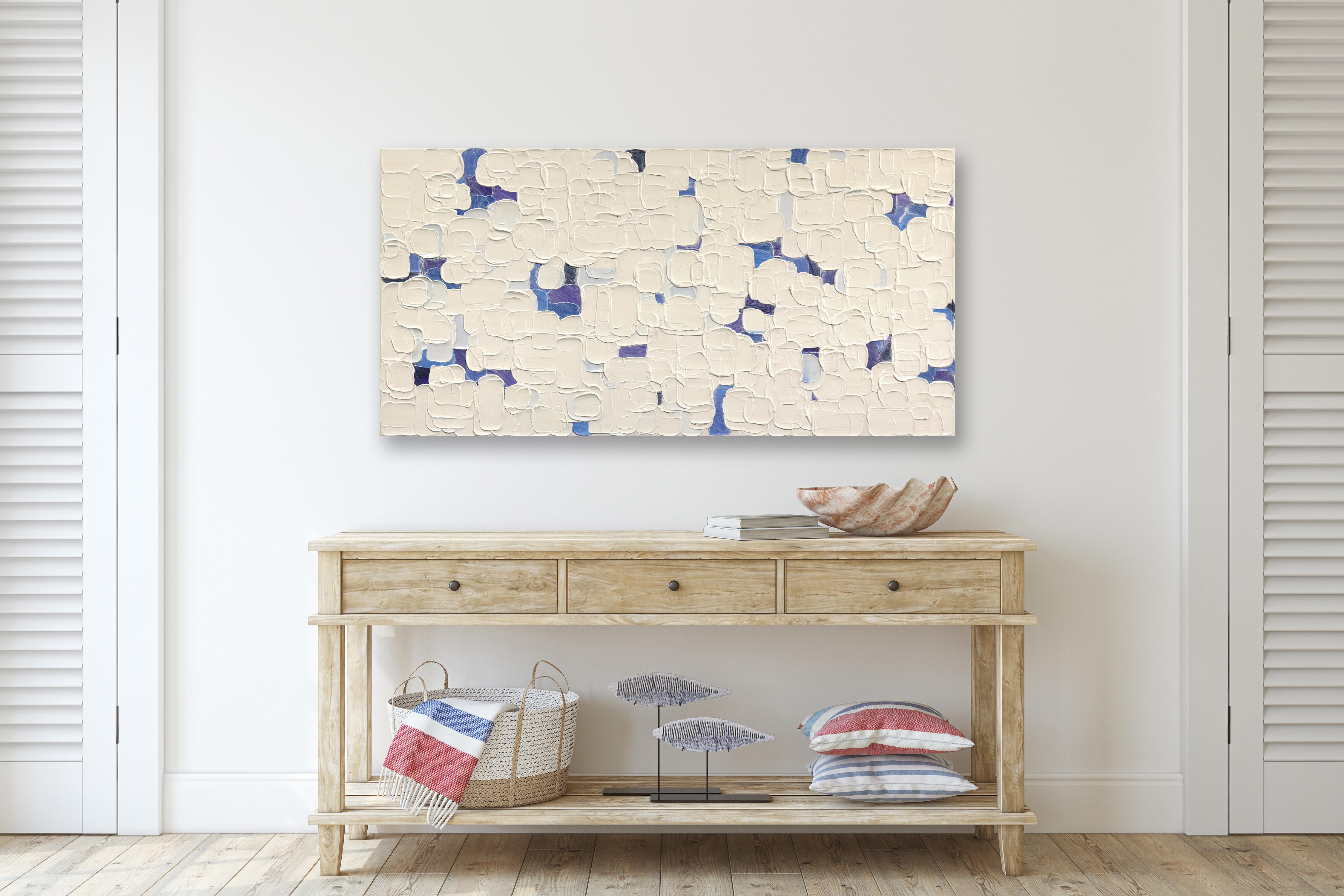 Una nota per la pace - Pittura astratta blu ad impasti spessi - Mixed Media Art Astratto di Shiri Phillips