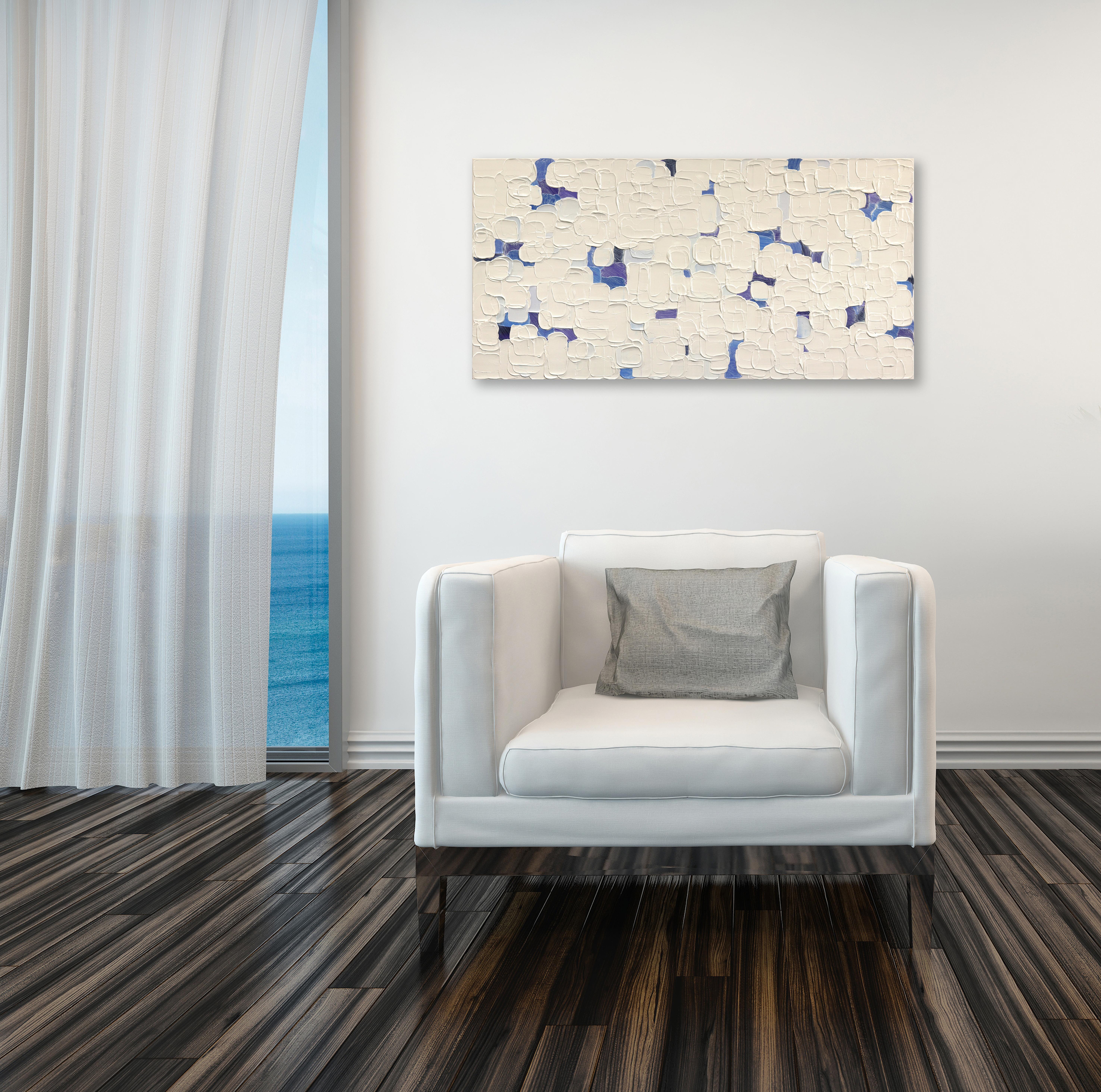 Una nota per la pace - Pittura astratta blu ad impasti spessi 3