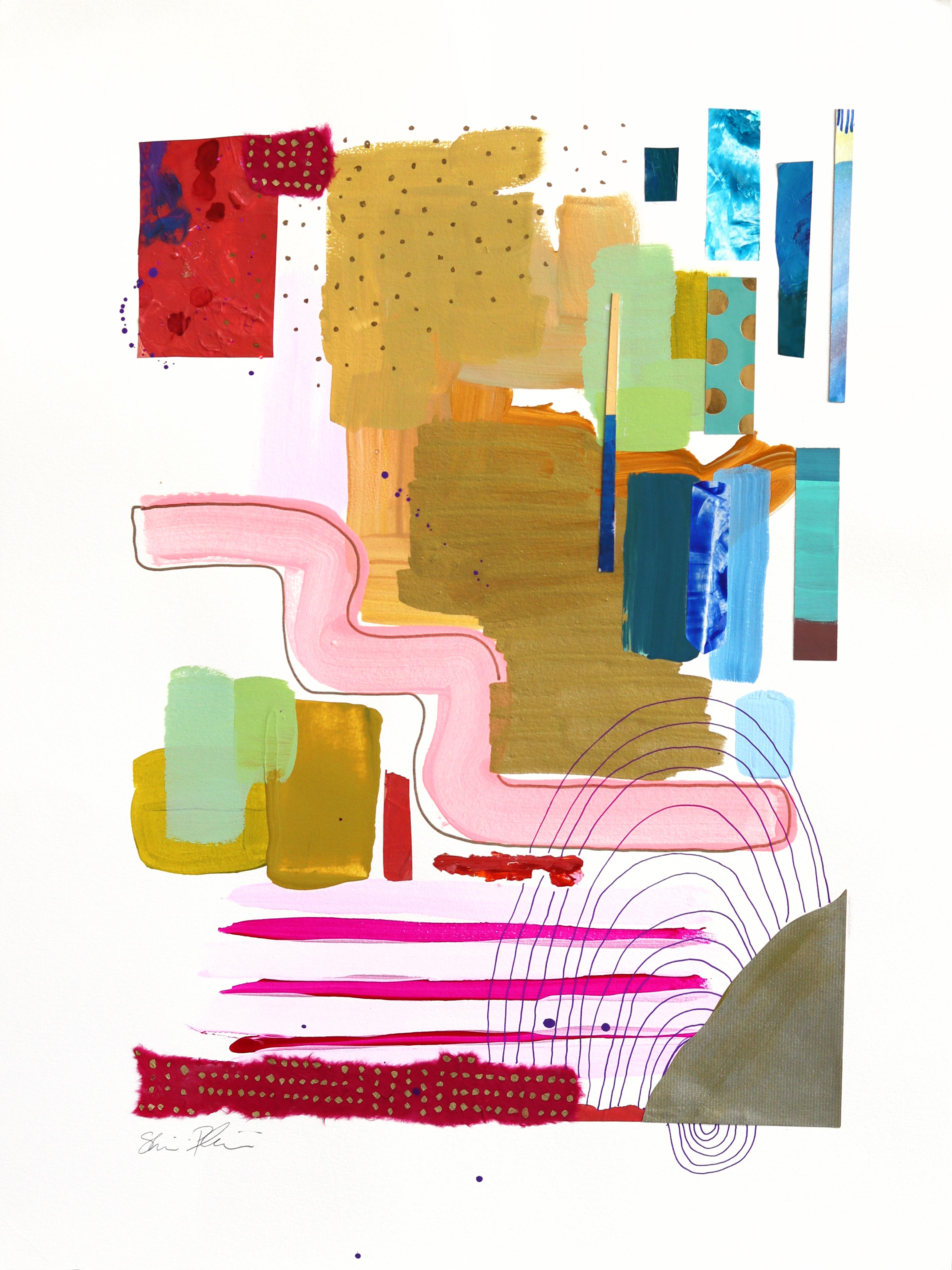 All of It - Original buntes lebhaftes abstraktes gemischtes Medienkunstwerk auf Papier