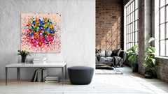 At Peace - Large Textured Impasto Colorful Abstract Pink Painting on Canvas