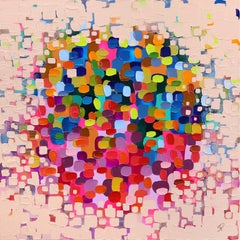 En paix - Grande peinture abstraite texturée et colorée