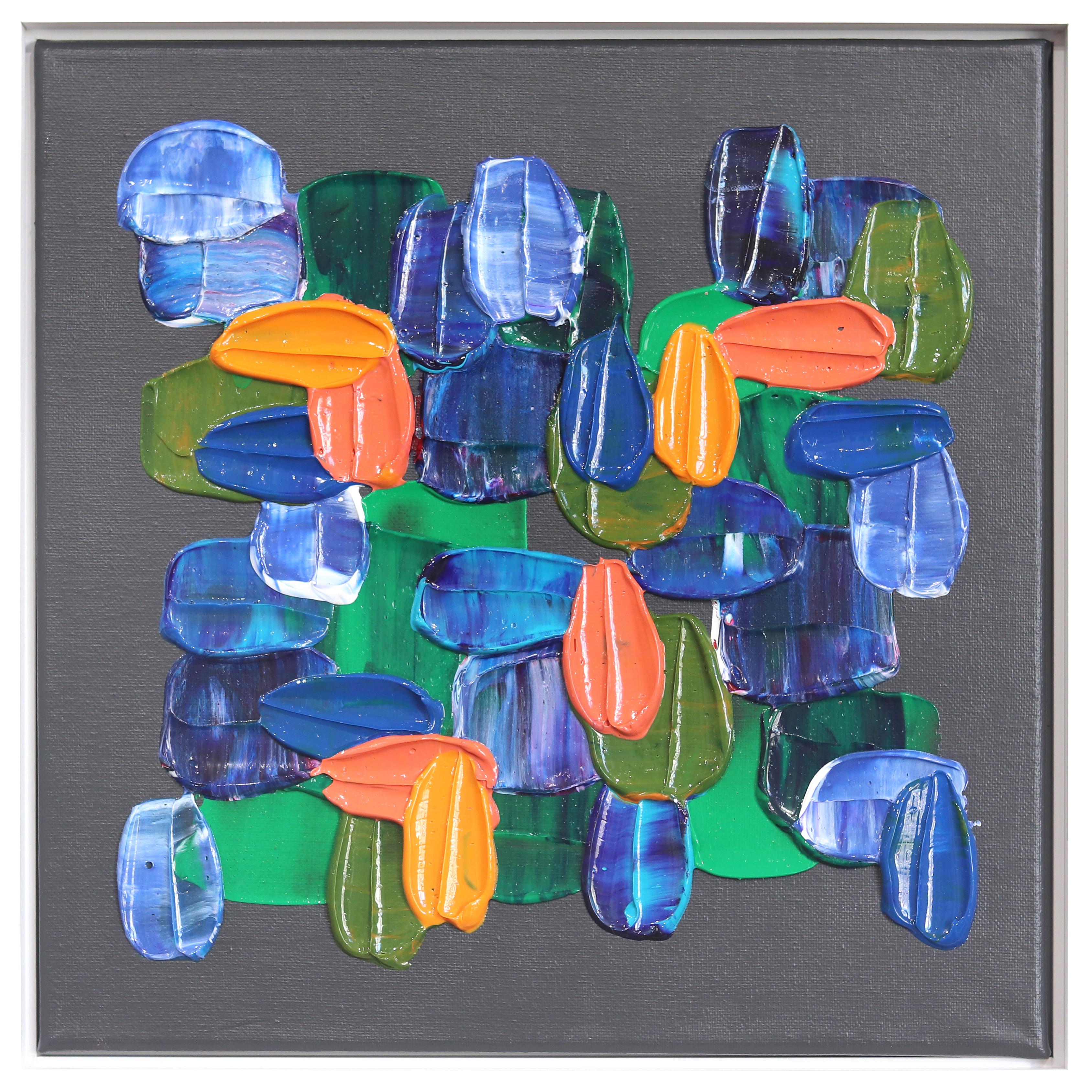 Impasto-painted strokes of bright colors are the framework of artist Shiri Phillips’ abstract artworks. Her paintings are flooded with texture through the layering of acrylic paint in fluent brushstrokes. Inspired by the vibrant surroundings she