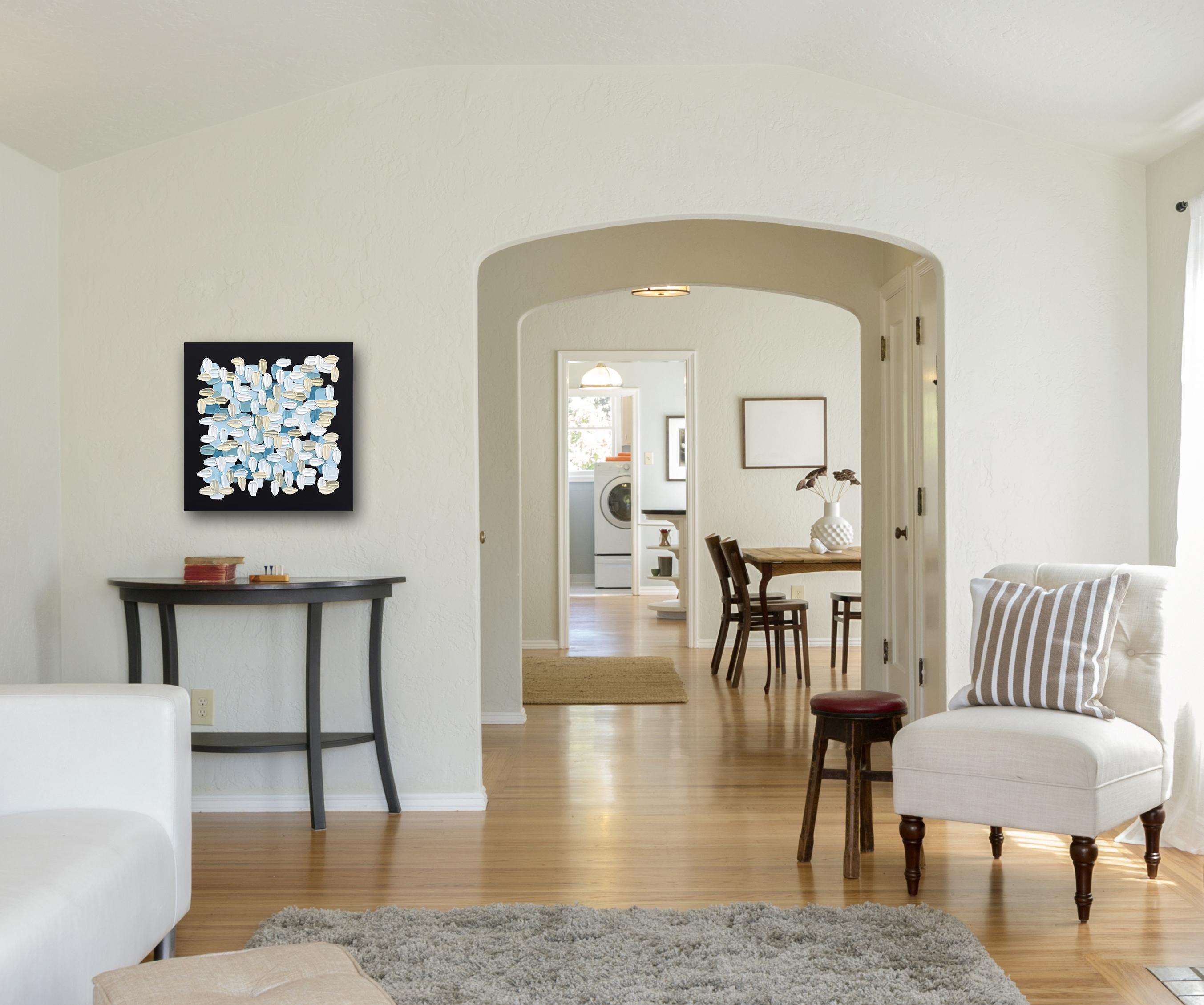 Schwarz und Weiß - Impasto inspiriert Textur dicke Acrylfarbe abstrakte Kunstwerk im Angebot 3