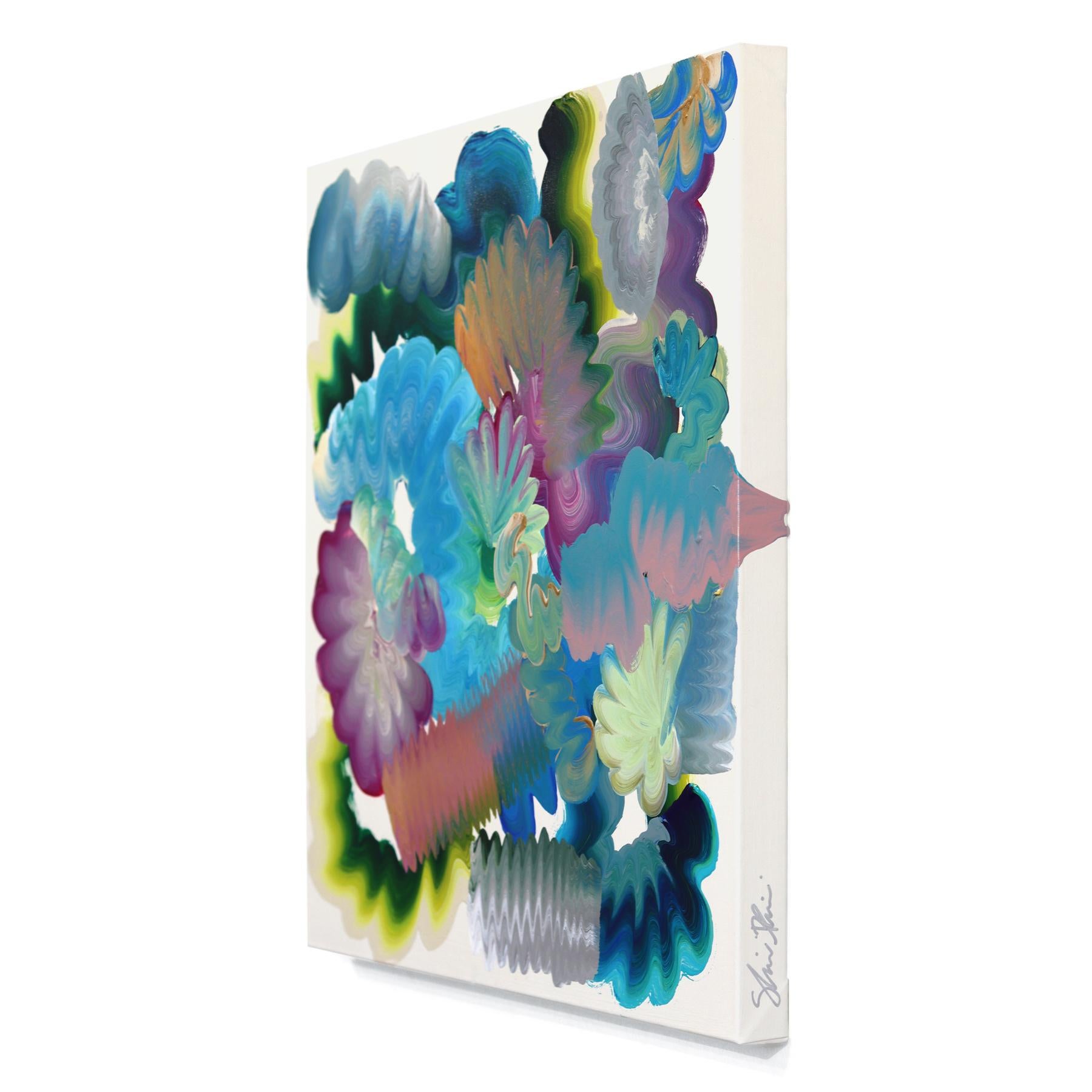 Impasto-painted strokes of bright colors are the framework of artist Shiri Phillips’ abstract artworks. Her paintings are flooded with texture through the layering of acrylic paint in fluent brushstrokes. Inspired by the vibrant surroundings she
