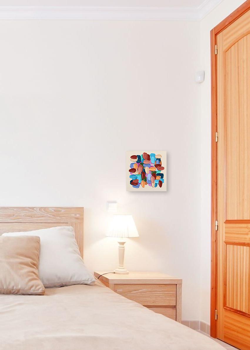 Blu e terracotta - Impasto di vernice spessa Pittura astratta neutra sui toni della terra - Painting di Shiri Phillips