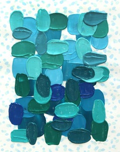 Pájaro Azul - Impasto Pintura Abstracta Colorida Pintura Gruesa sobre Papel