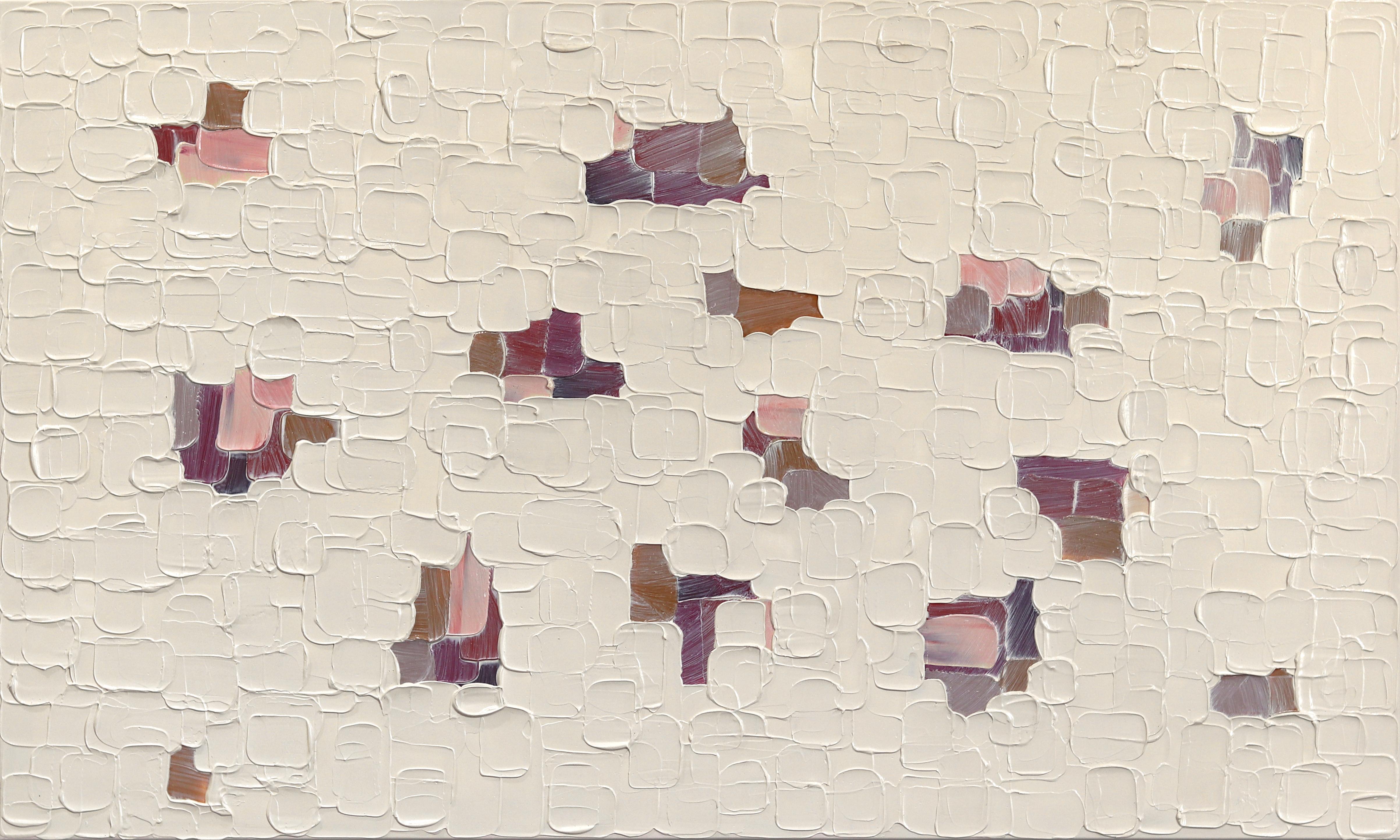 Bulles - Texture inspirée de l'empâtement Peinture abstraite épaisse aux accents roses - Mixed Media Art de Shiri Phillips