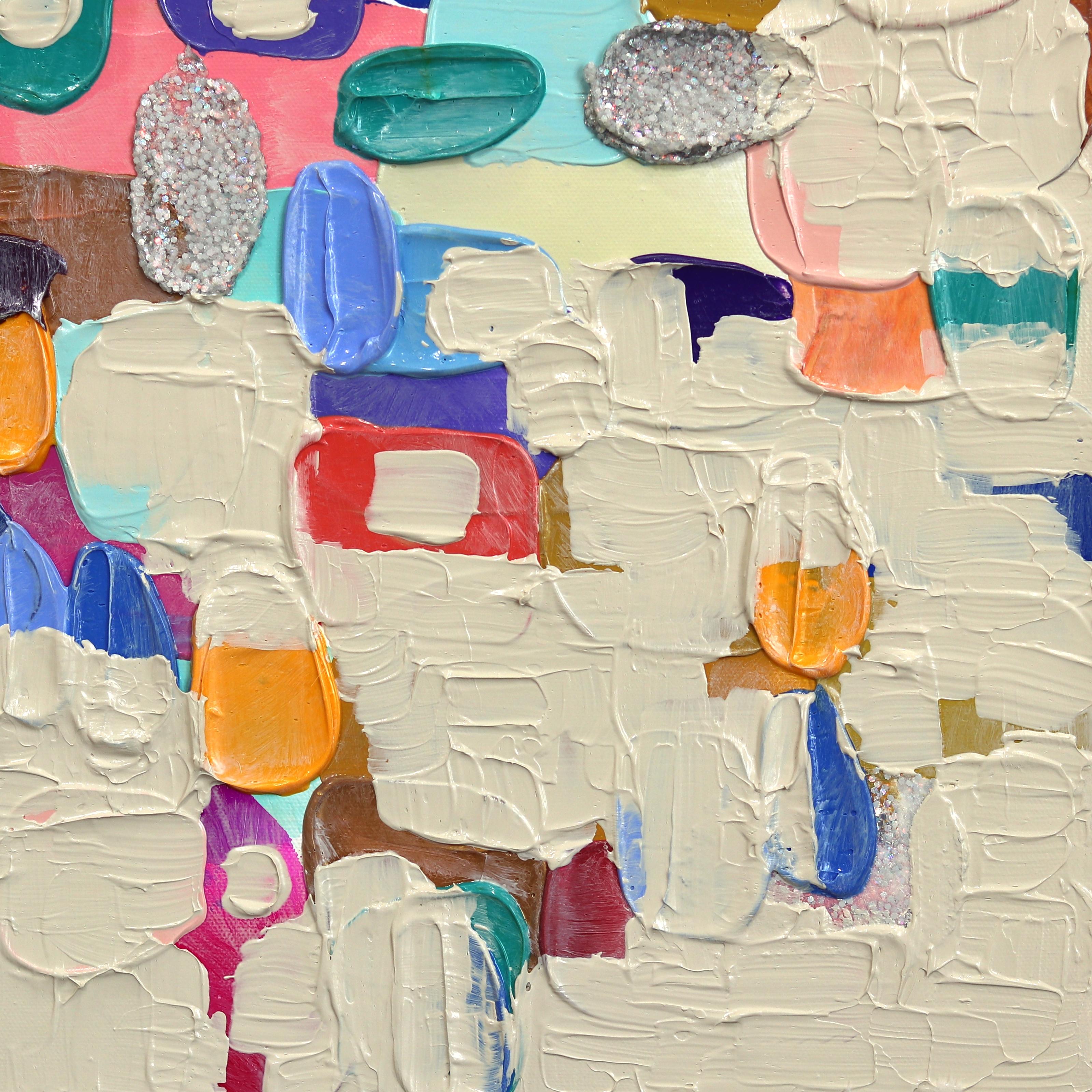 Carnival - Peinture abstraite colorée texturée à l'empâtement en vente 2