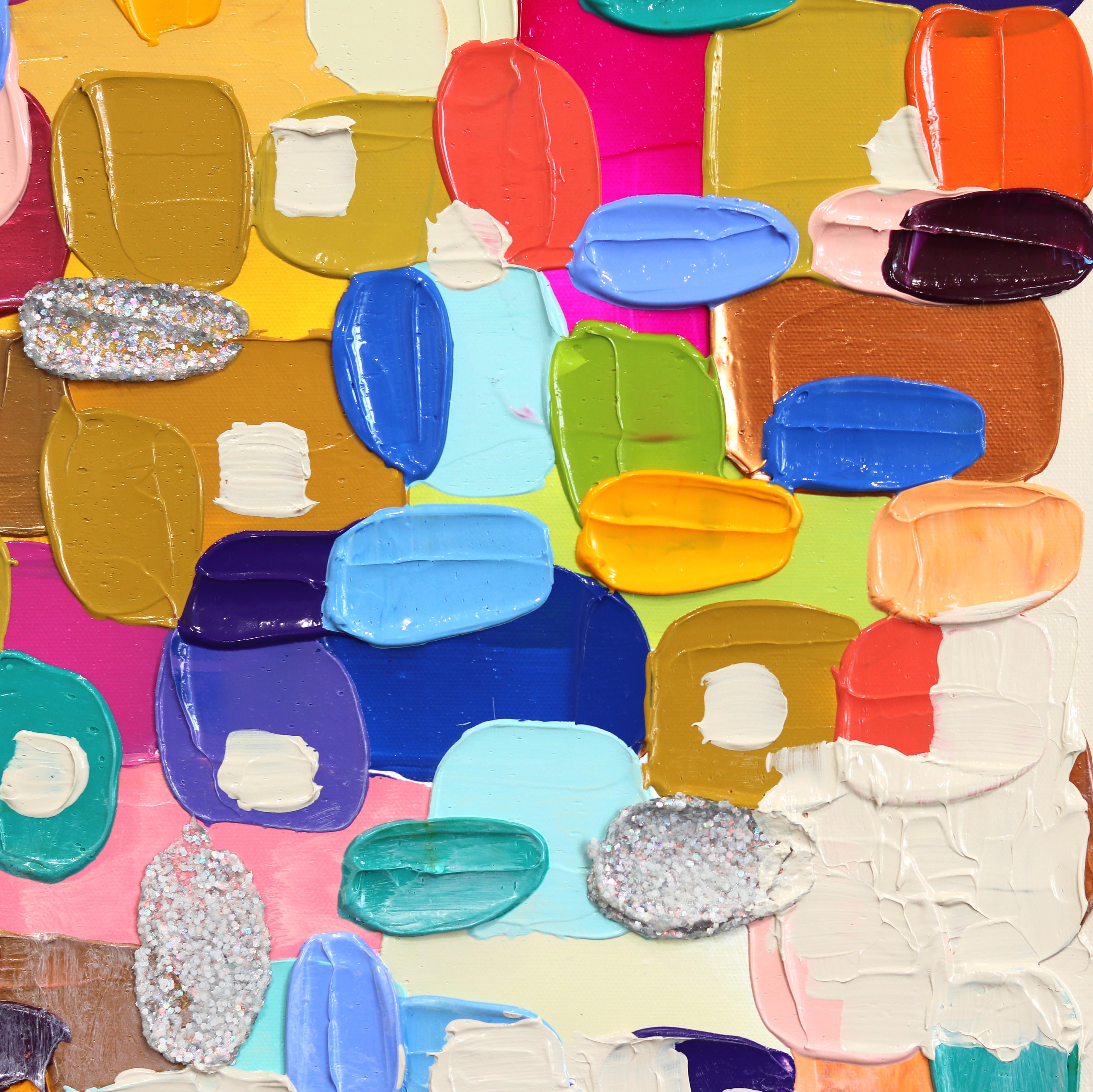 Carnival - Peinture abstraite colorée texturée à l'empâtement en vente 3