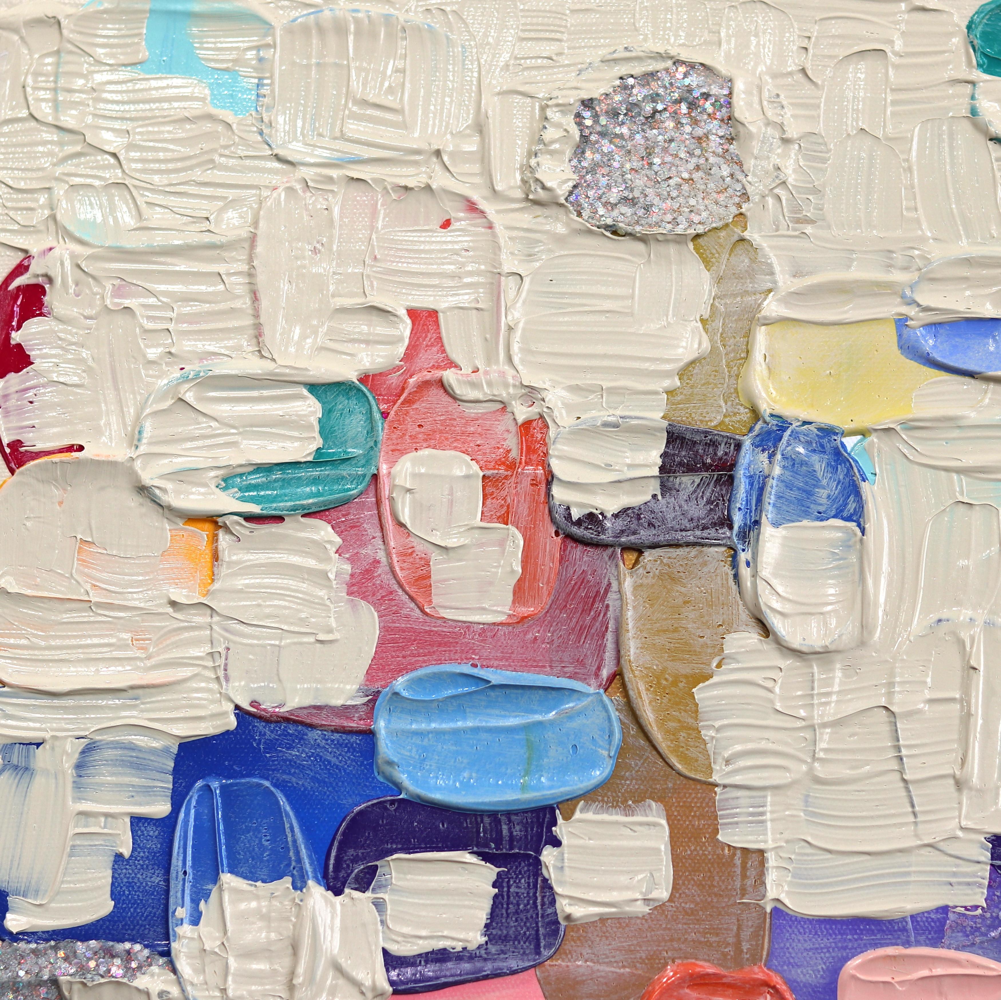 Carnival - Peinture abstraite colorée texturée à l'empâtement en vente 4
