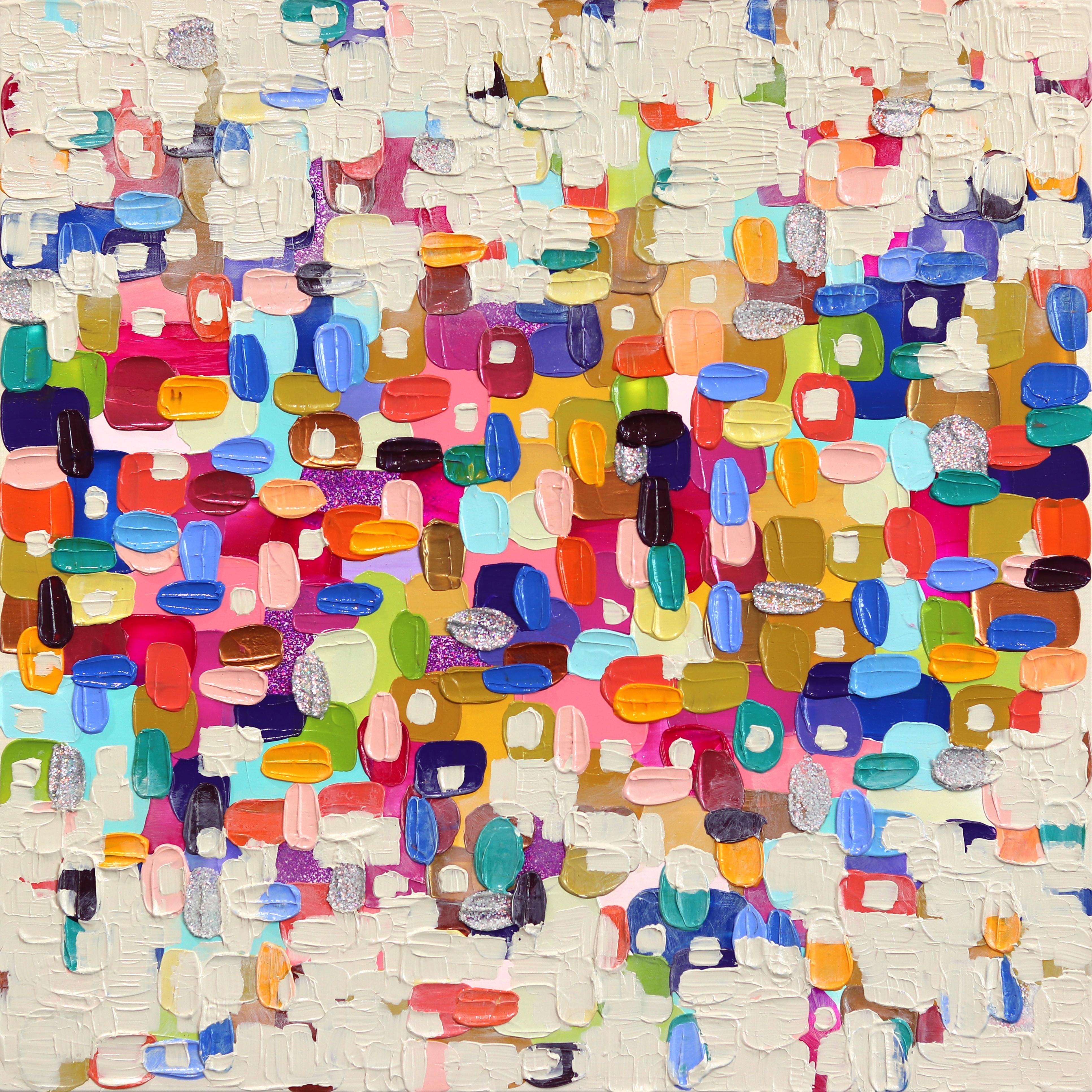 Abstract Painting Shiri Phillips - Carnival - Peinture abstraite colorée texturée à l'empâtement