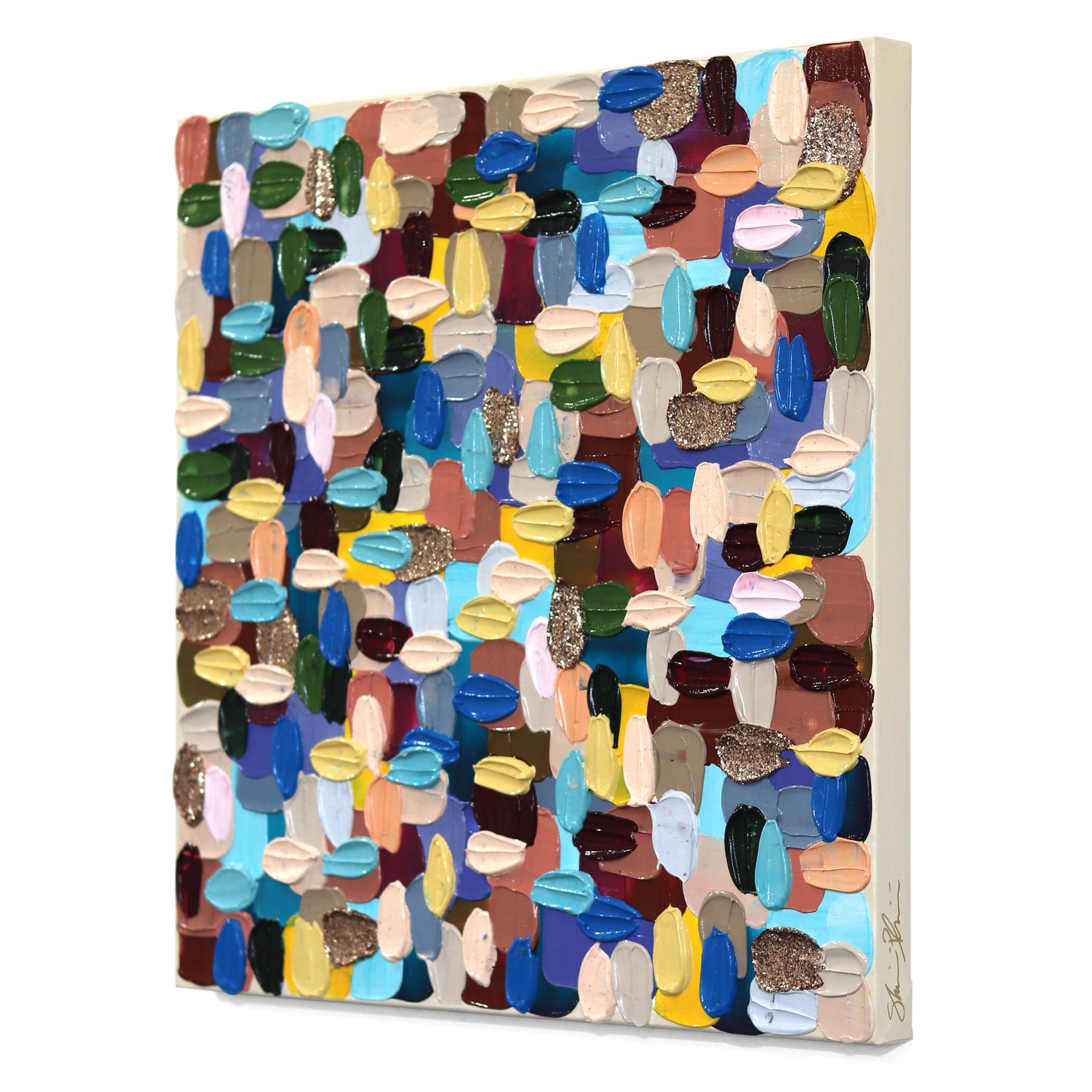 Champagne - opera d'arte astratta ispirata all'Impasto, con colori tenui e texture spesse - Abstract Painting Marrone di Shiri Phillips