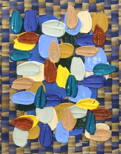 Checkers - Impasto Style Colorful Textural Thick Paint Abstract Art on Wallpaper