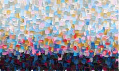 Ora legale - Dipinto astratto colorato e materico in acrilico con tecnica impasto