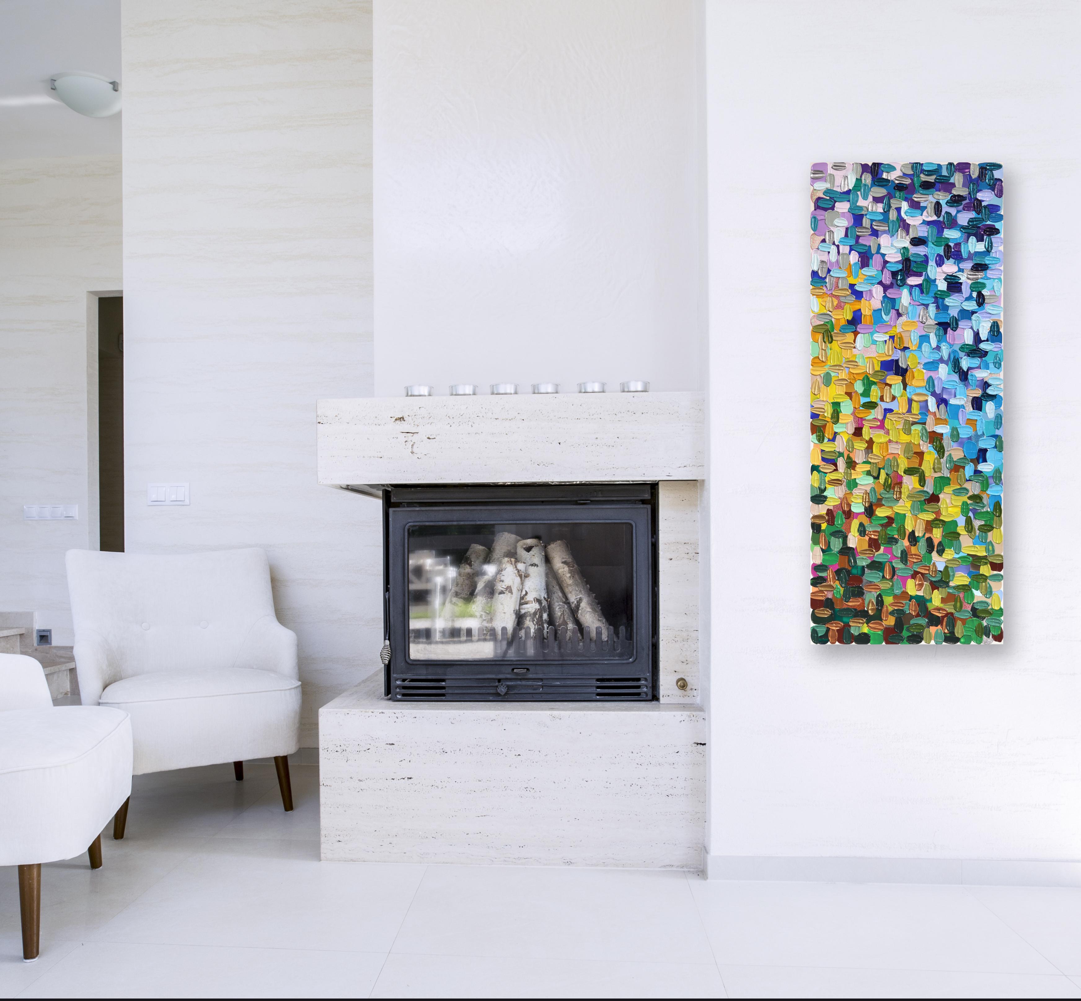 Dalla terra al cielo - Pittura astratta colorata ispirata all'Impasto - Painting di Shiri Phillips