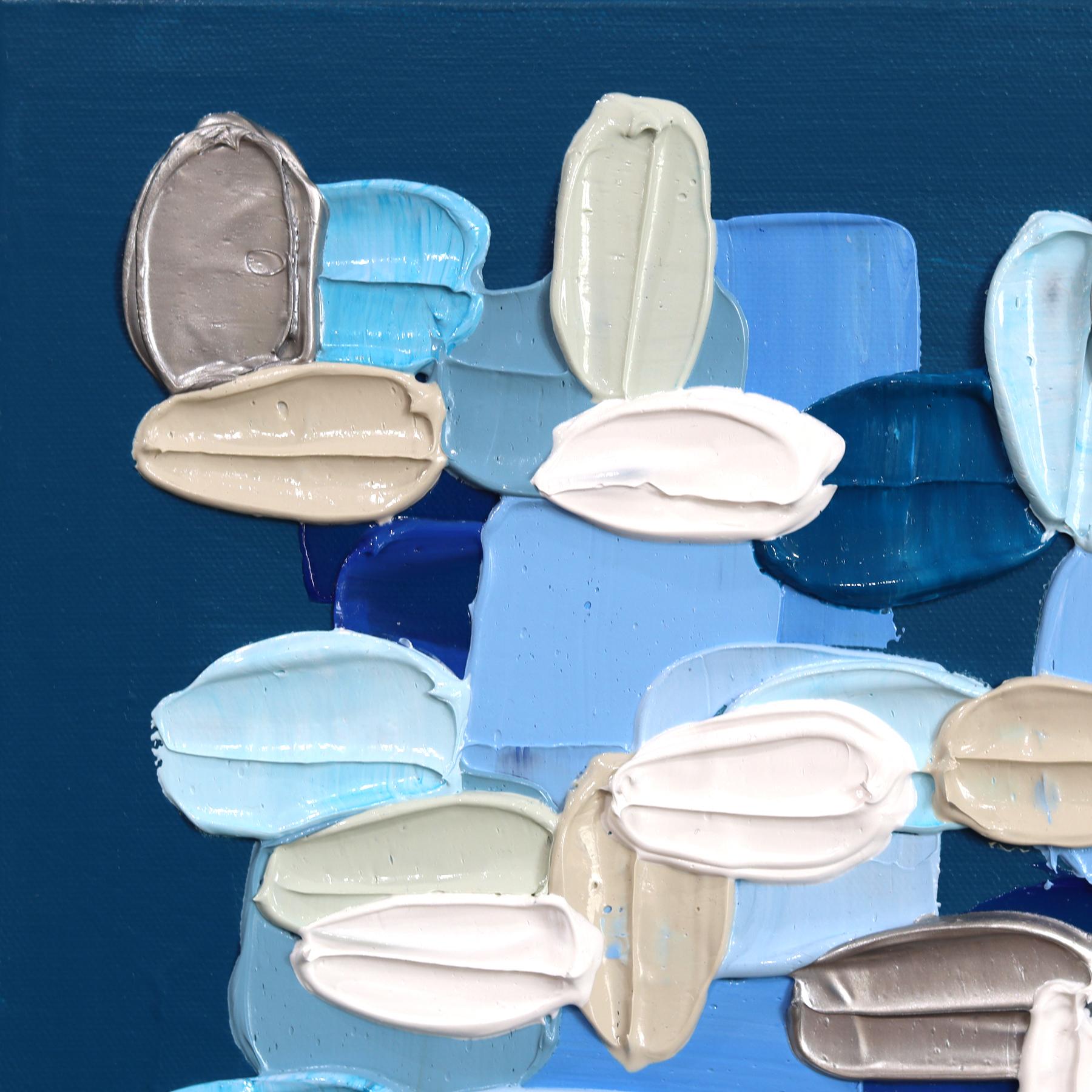 Everything's Fine - Impasto Blue Textural Thick Acrylic Paint Abstraktes Kunstwerk im Angebot 1