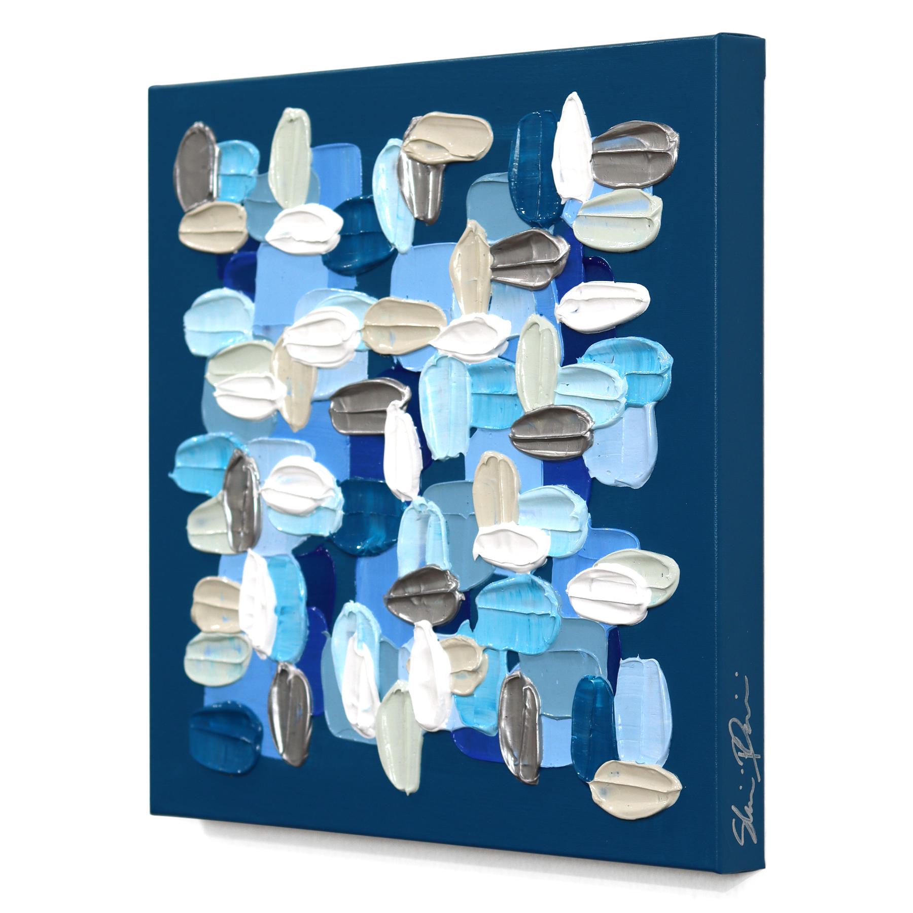 Everything's Fine - Impasto Blue Textural Thick Acrylic Paint Abstraktes Kunstwerk im Angebot 2