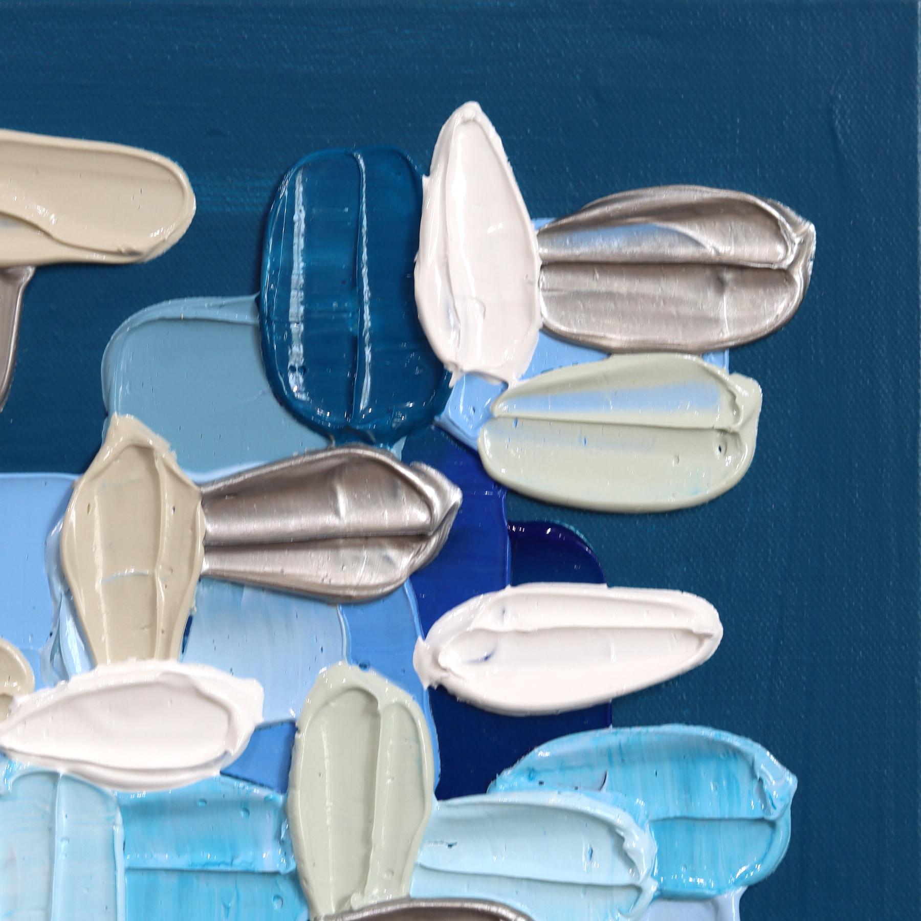 Everything's Fine - Impasto Blue Textural Thick Acrylic Paint Abstraktes Kunstwerk im Angebot 3