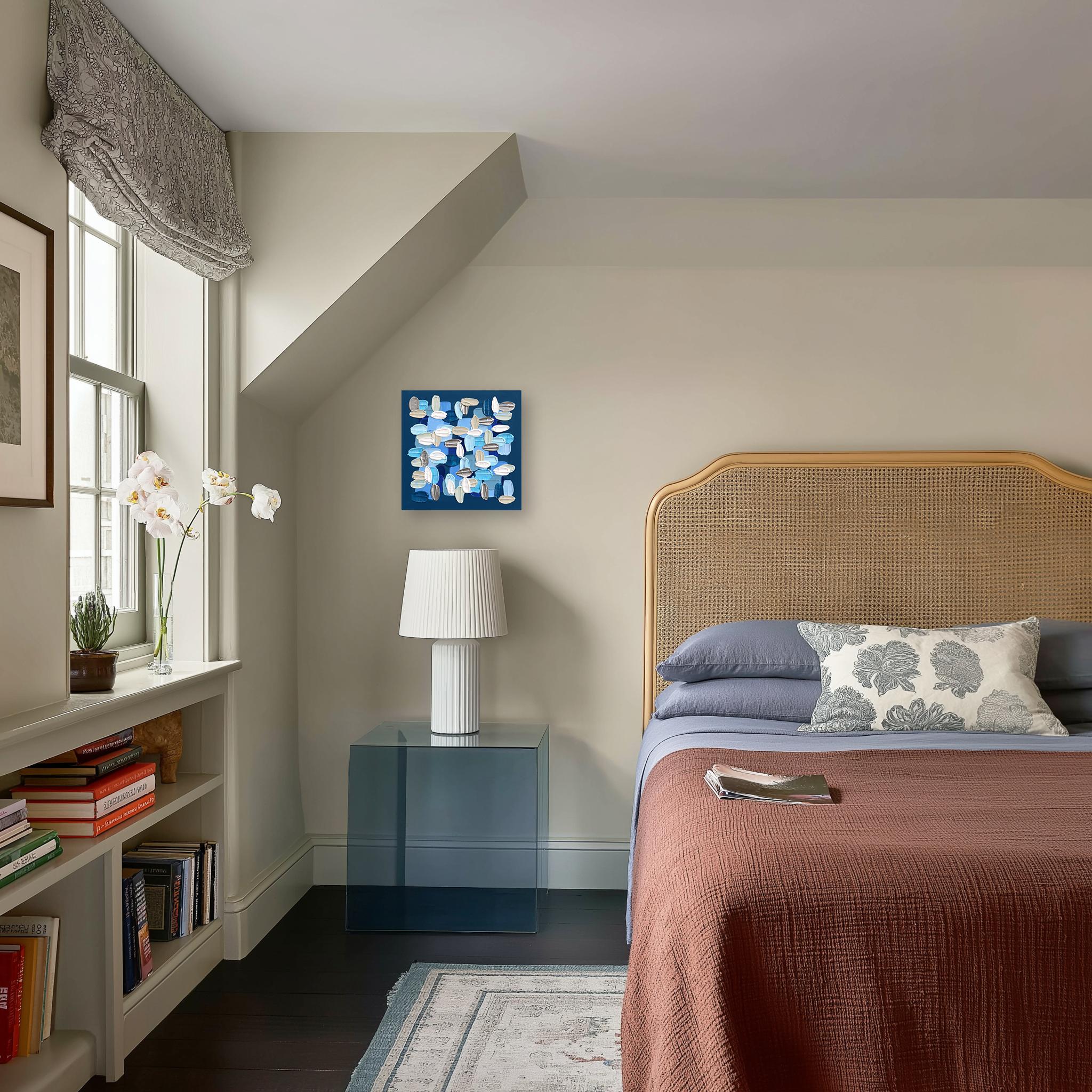 Everything's Fine - Impasto Blue Textural Thick Acrylic Paint Abstraktes Kunstwerk im Angebot 4