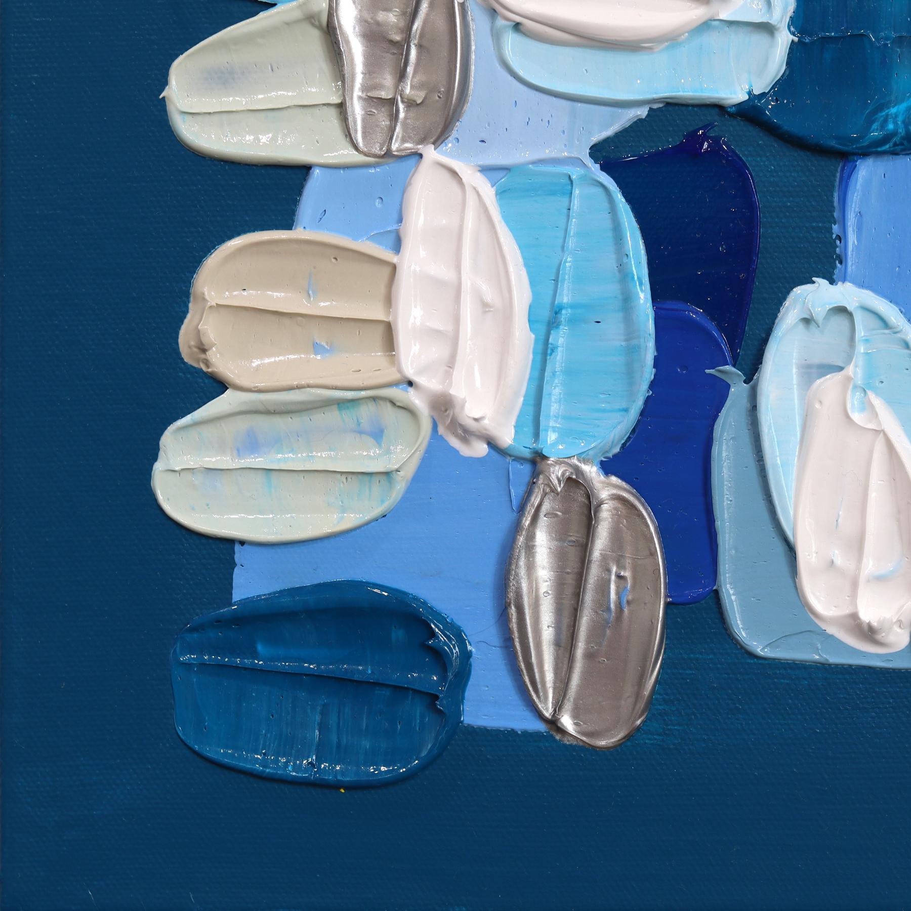 Everything's Fine - Impasto Blue Textural Thick Acrylic Paint Abstraktes Kunstwerk im Angebot 5