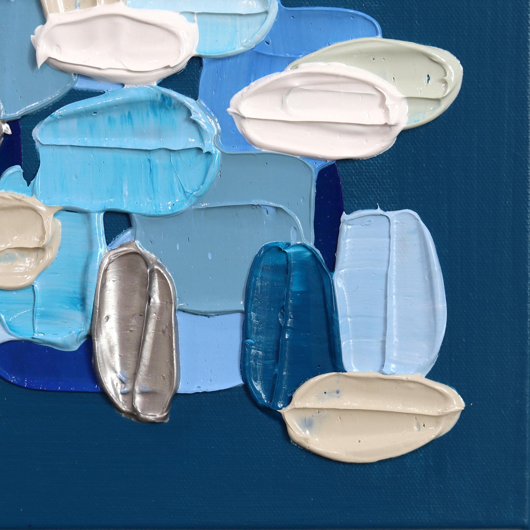 Everything's Fine - Impasto Blue Textural Thick Acrylic Paint Abstraktes Kunstwerk im Angebot 6