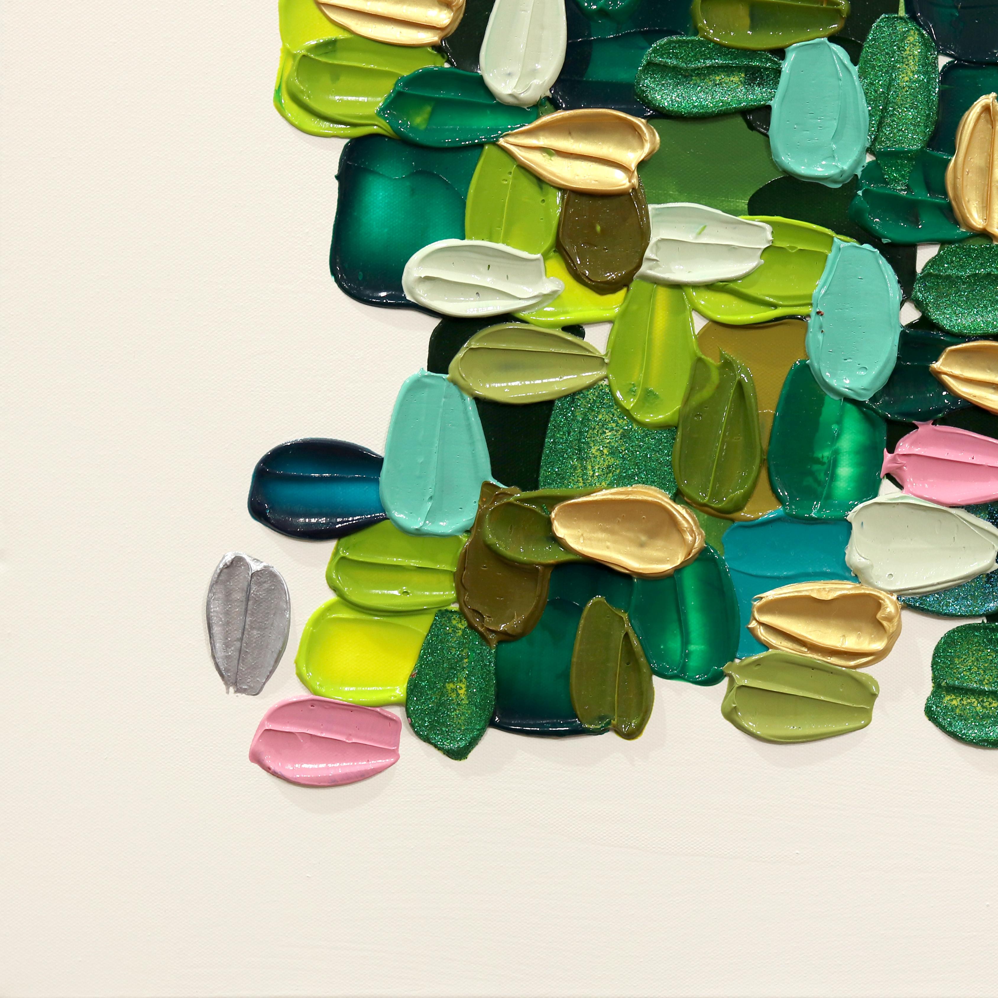 Le opere astratte dell'artista Shiri Phillips sono caratterizzate da pennellate di colori vivaci. Il suo colorato dipinto astratto a spatola 