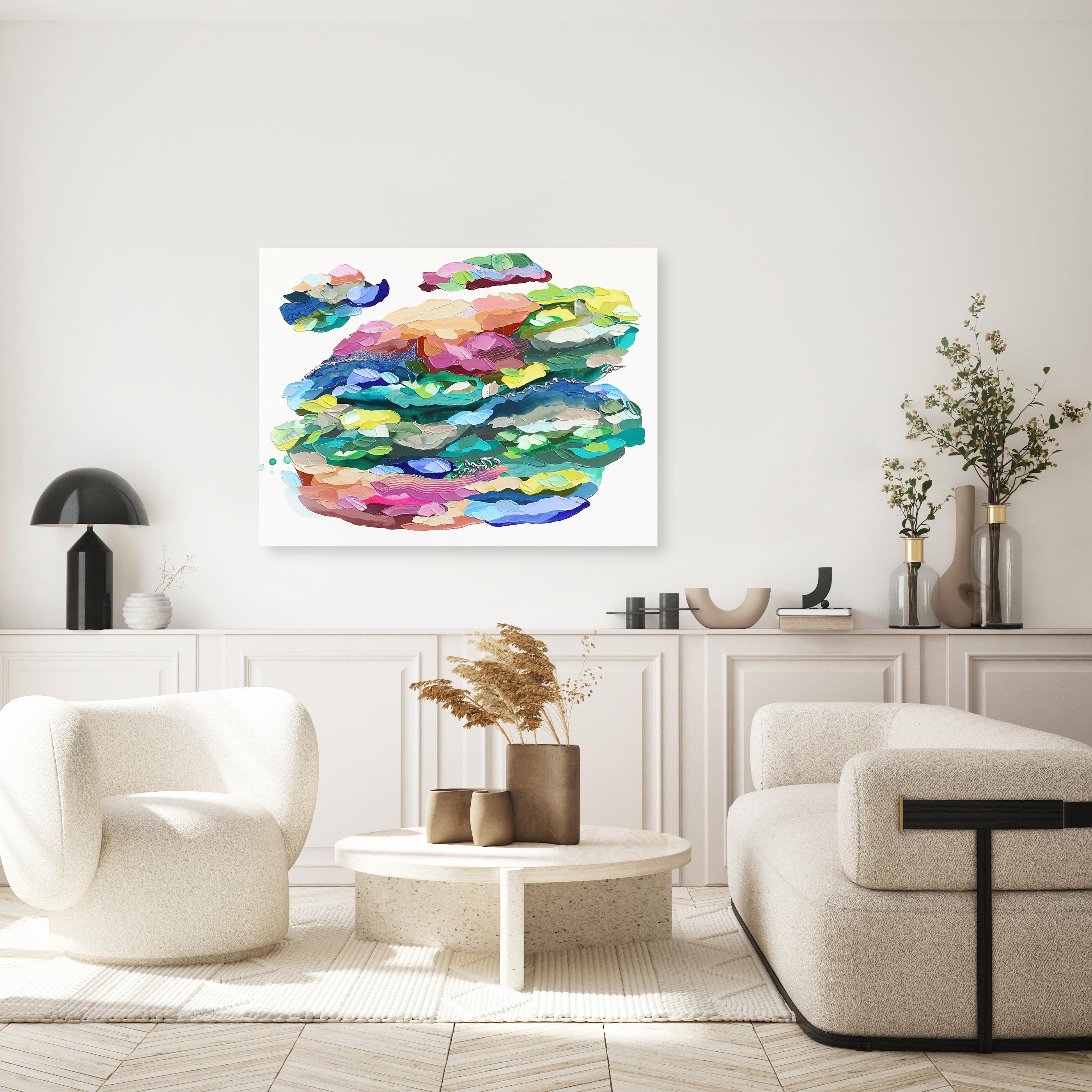 Galleggiante - Pittura astratta colorata a impasti spessi - Painting di Shiri Phillips
