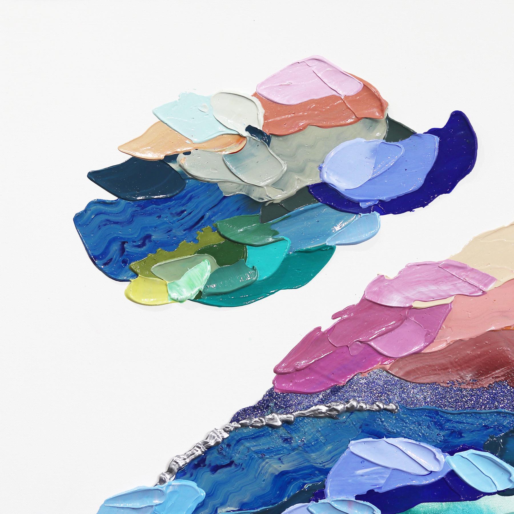 Galleggiante - Pittura astratta colorata a impasti spessi - Painting Astratto di Shiri Phillips