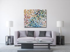 Floating - Large Color Drenched Impasto Mixed Media Textural Abstract Painting