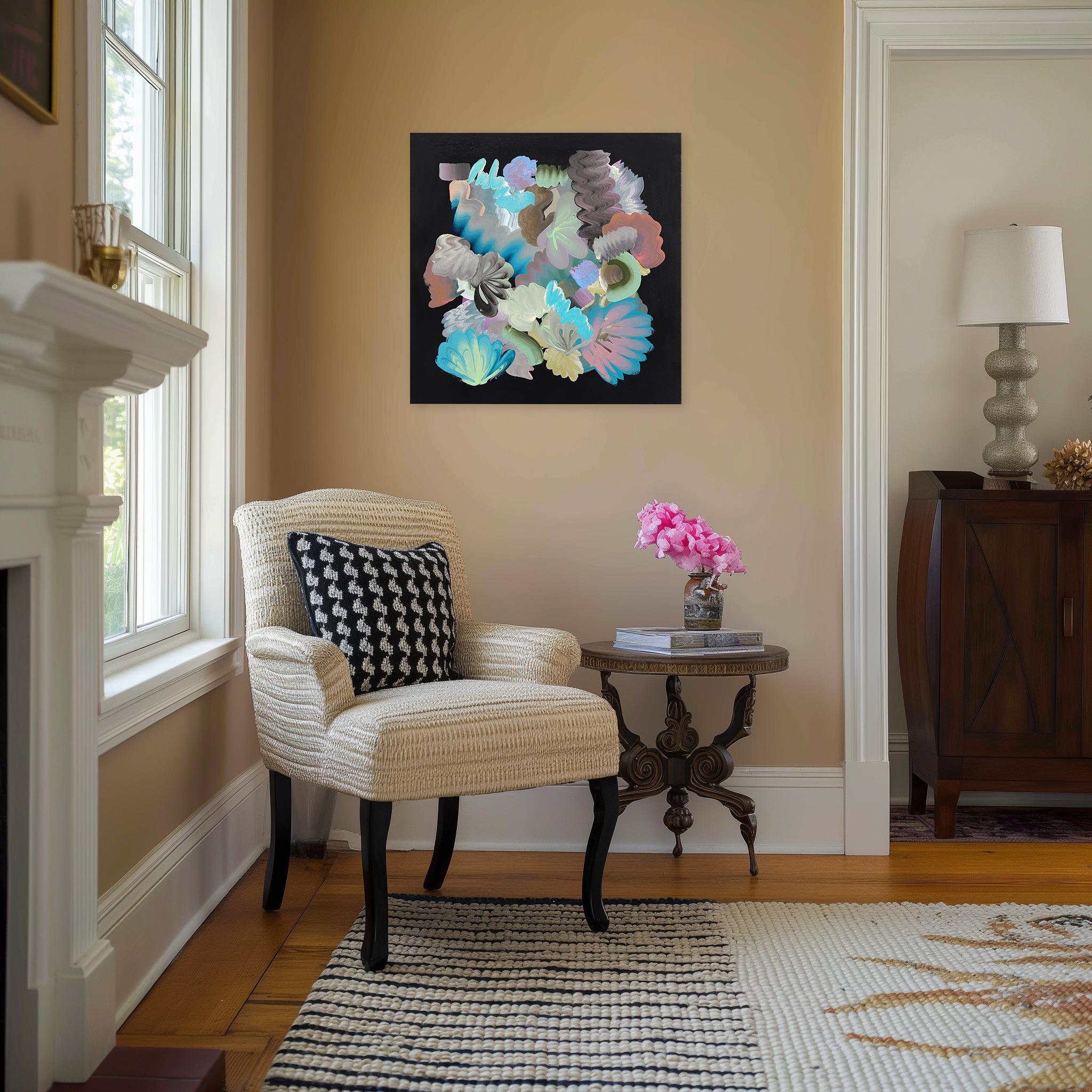 Impasto-painted strokes of bright colors are the framework of artist Shiri Phillips’ abstract artworks. Her paintings are flooded with texture through the layering of acrylic paint in fluent brushstrokes. Inspired by the vibrant surroundings she
