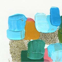 Gold Glitter - Original Colorful Impasto Vibrant Textured Abstract Art on Paper