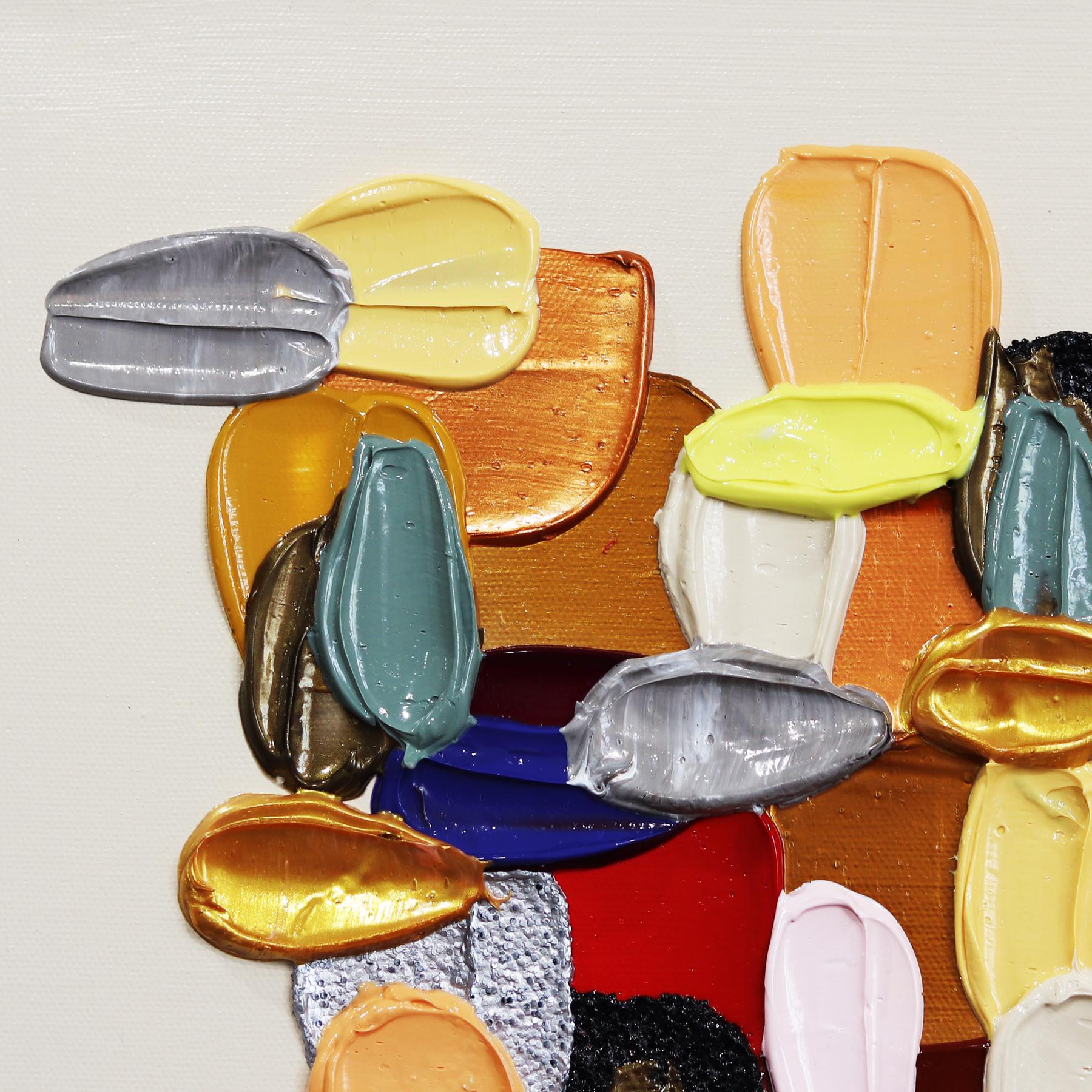 Peinture épaisse couleur or - Impasto, peinture abstraite neutre ton terre - Painting de Shiri Phillips