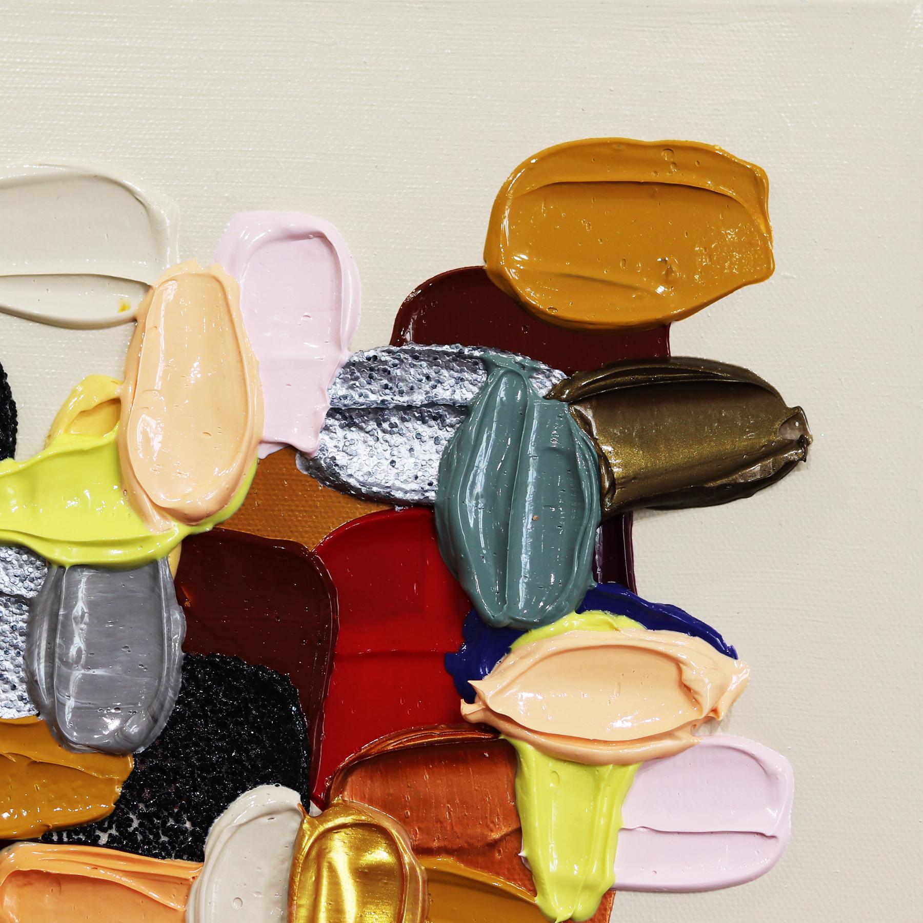 Peinture épaisse couleur or - Impasto, peinture abstraite neutre ton terre - Or Abstract Painting par Shiri Phillips