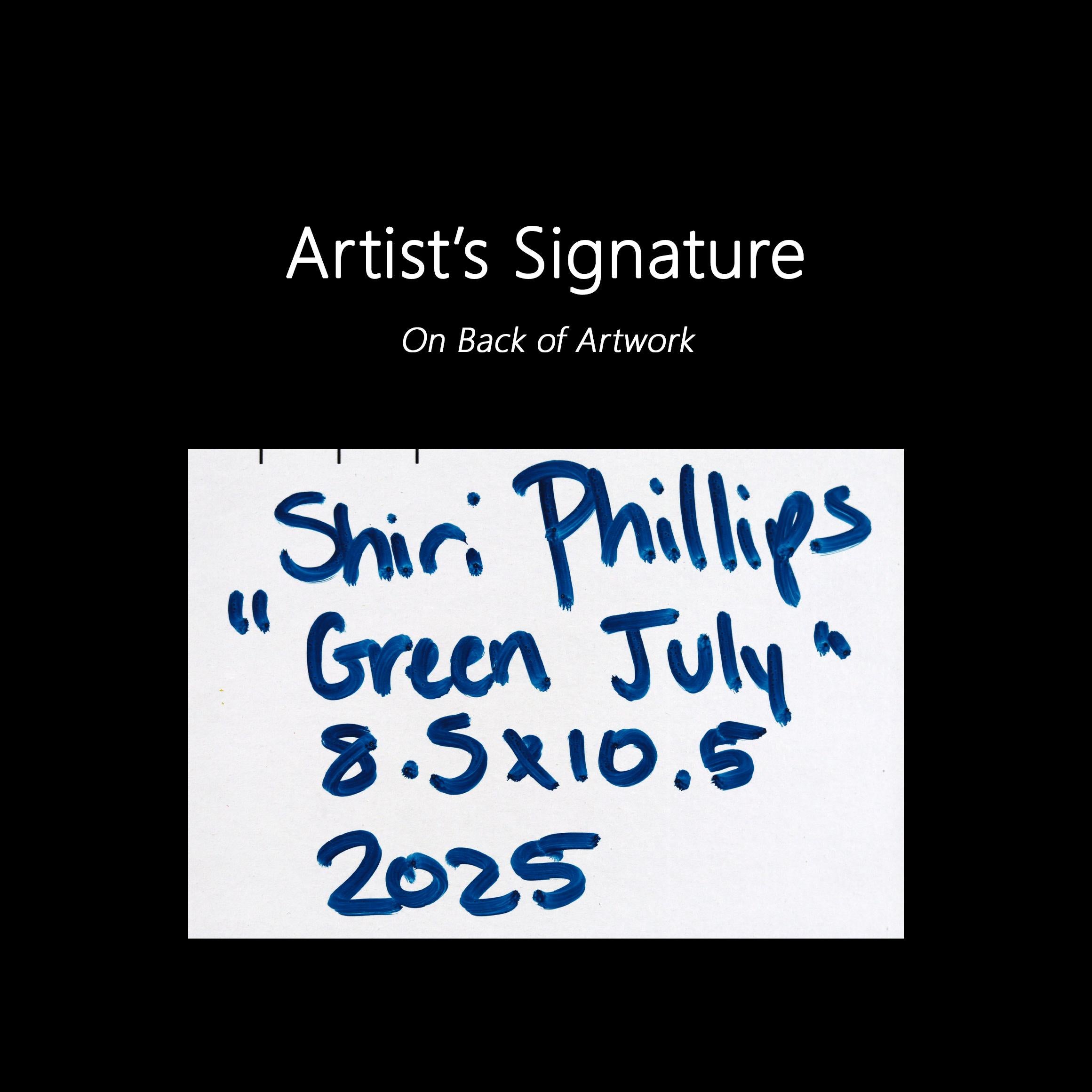 Green July - Modern Colorful Impasto Inspired Abstract Painting Green Wood Frame For Sale 7