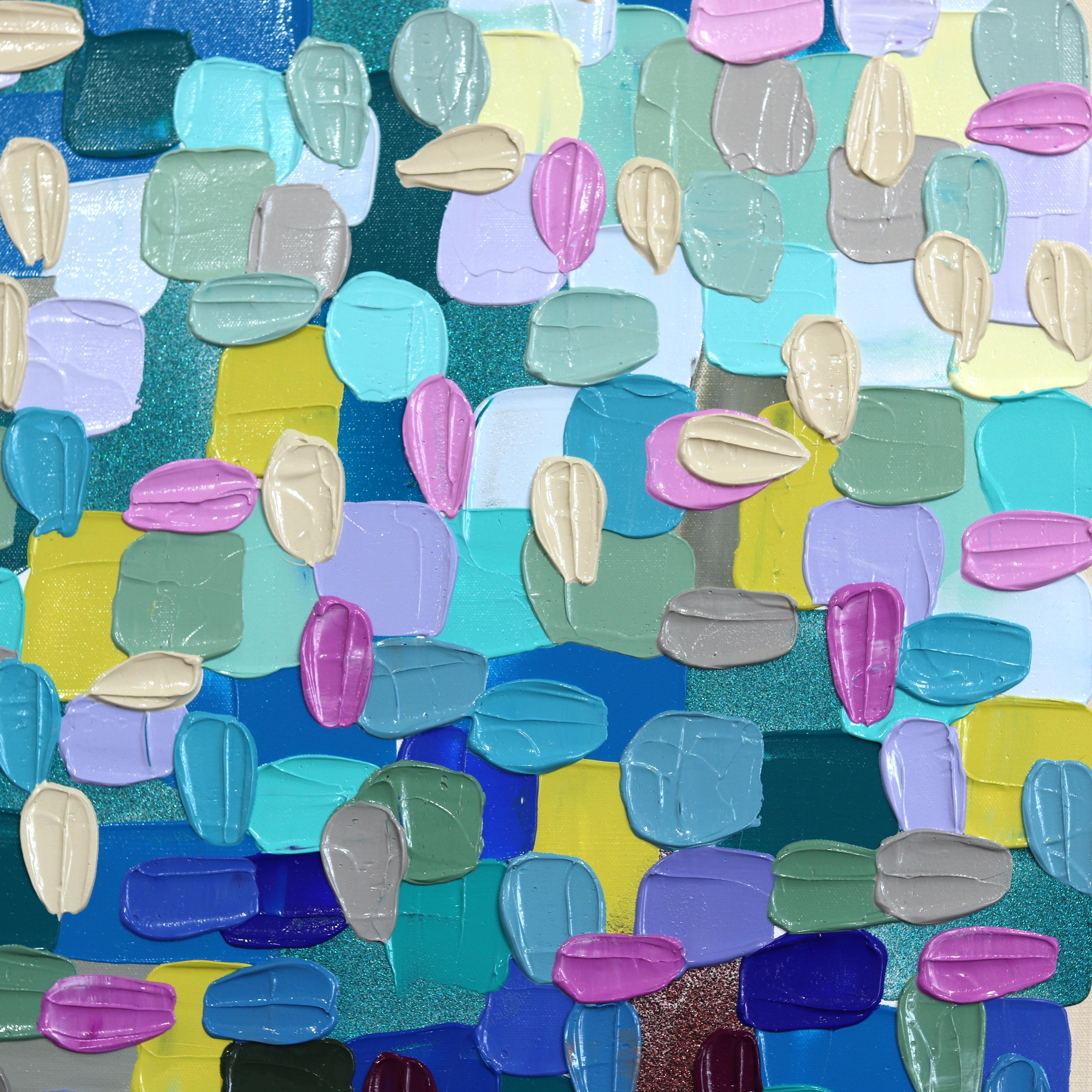 Grand centre en forme de cœur - Peinture épaisse et abstraite colorée - Painting de Shiri Phillips