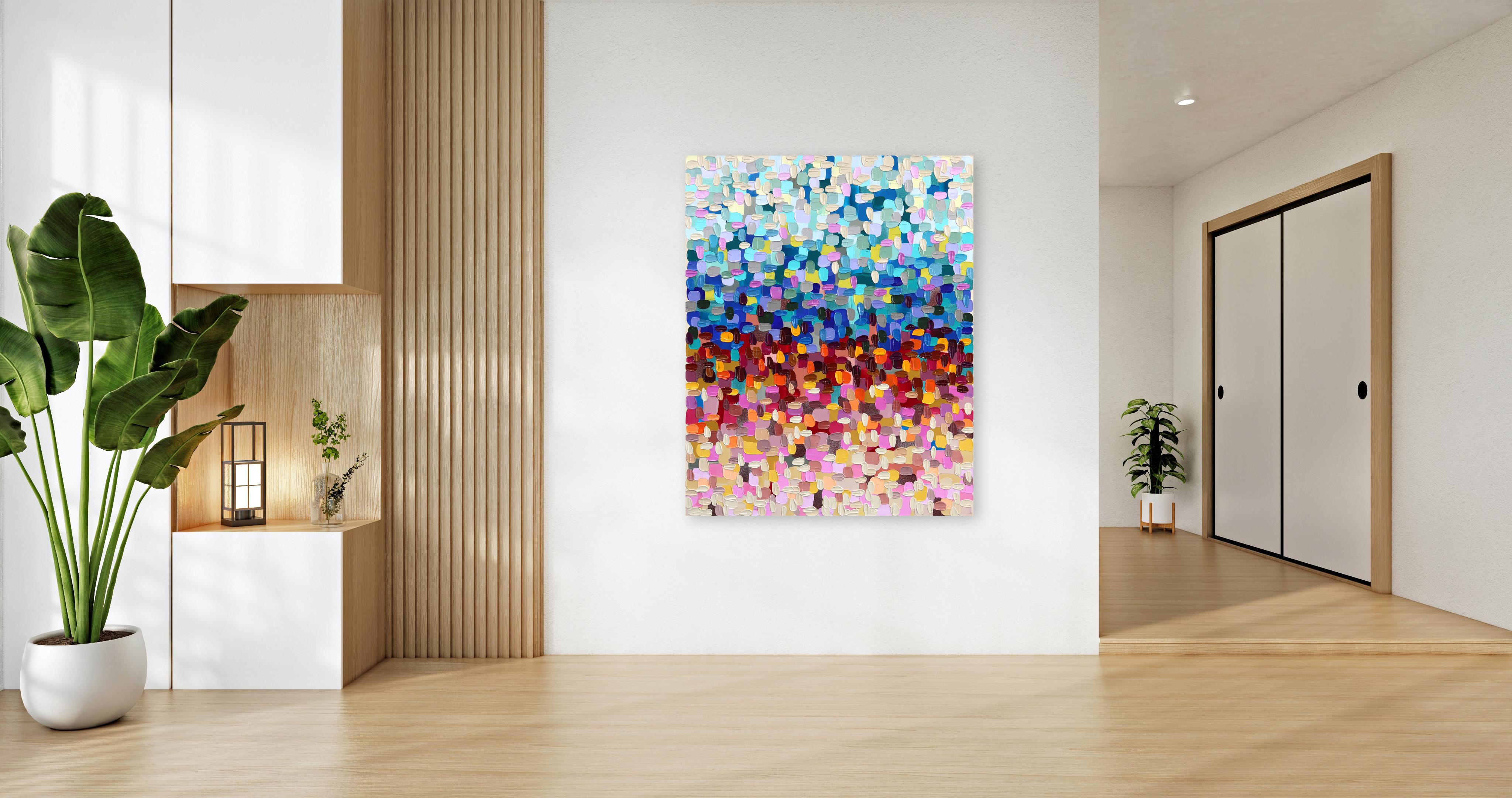 Grand centre en forme de cœur - Peinture épaisse et abstraite colorée - Abstrait Painting par Shiri Phillips