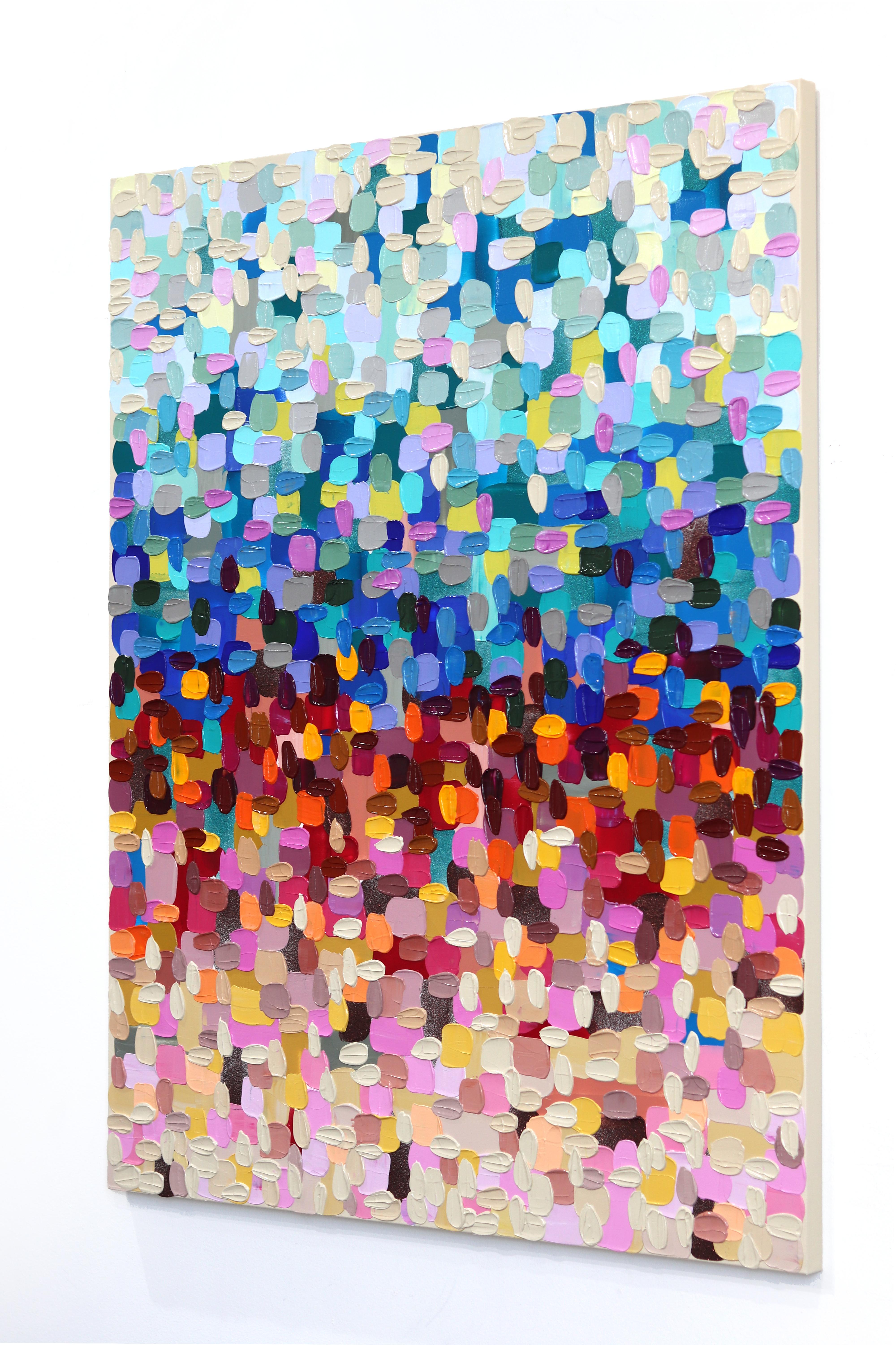 Herzzentrum – große Impasto dicke Farbe, farbenfrohes abstraktes Gemälde im Angebot 1