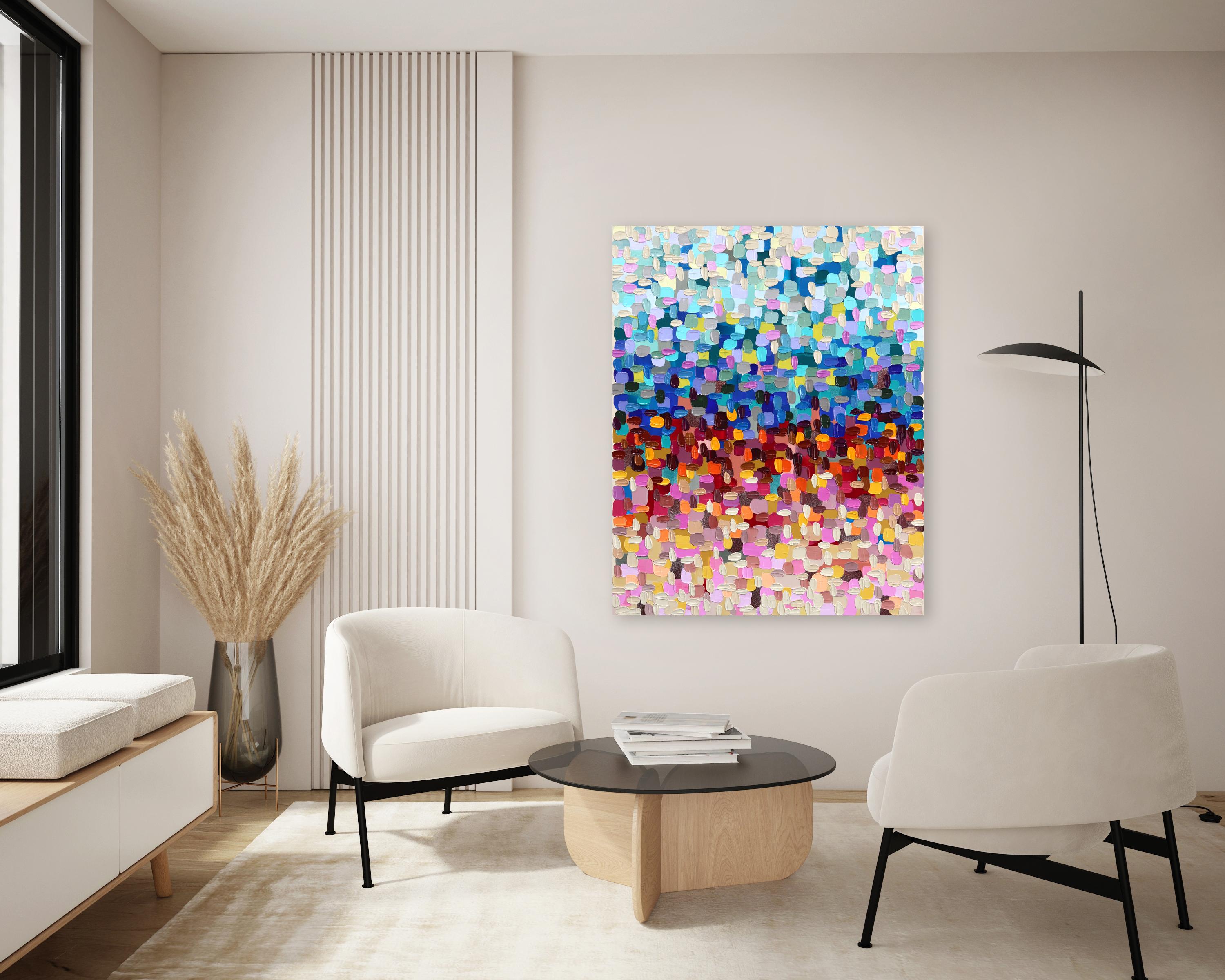 Herzzentrum – große Impasto dicke Farbe, farbenfrohes abstraktes Gemälde im Angebot 3