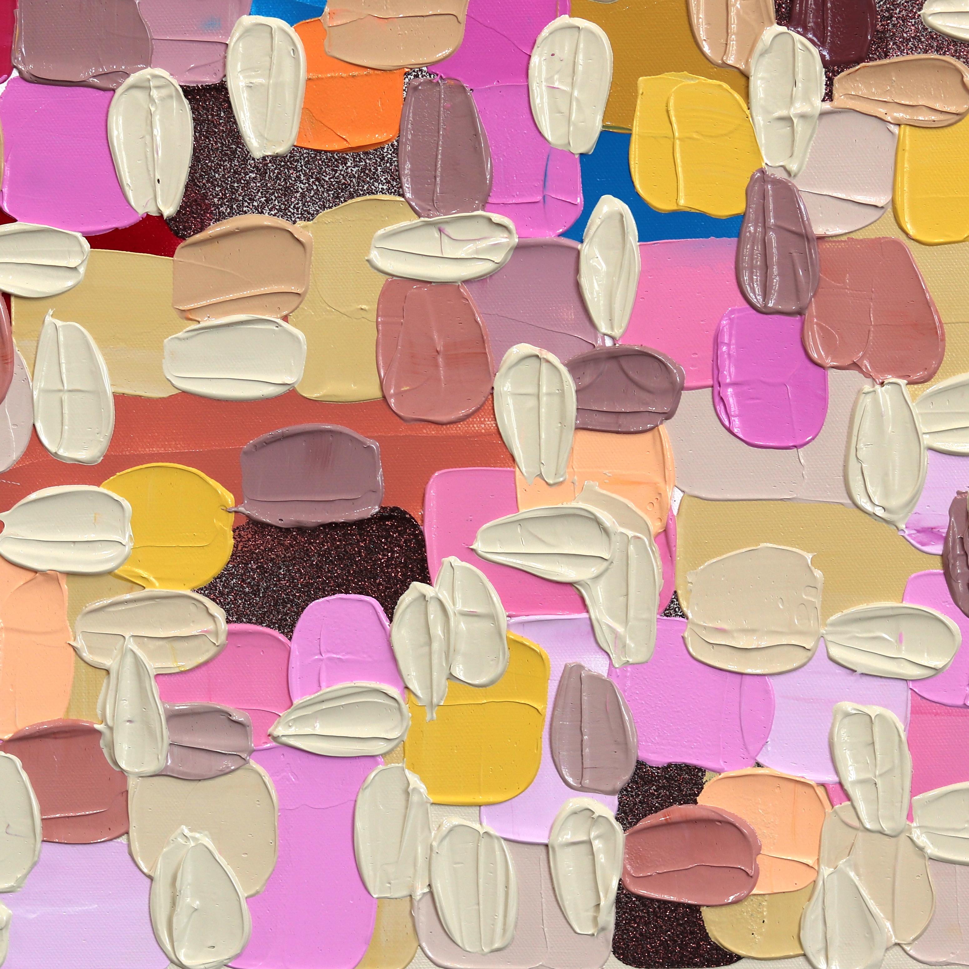 Herzzentrum – große Impasto dicke Farbe, farbenfrohes abstraktes Gemälde im Angebot 4