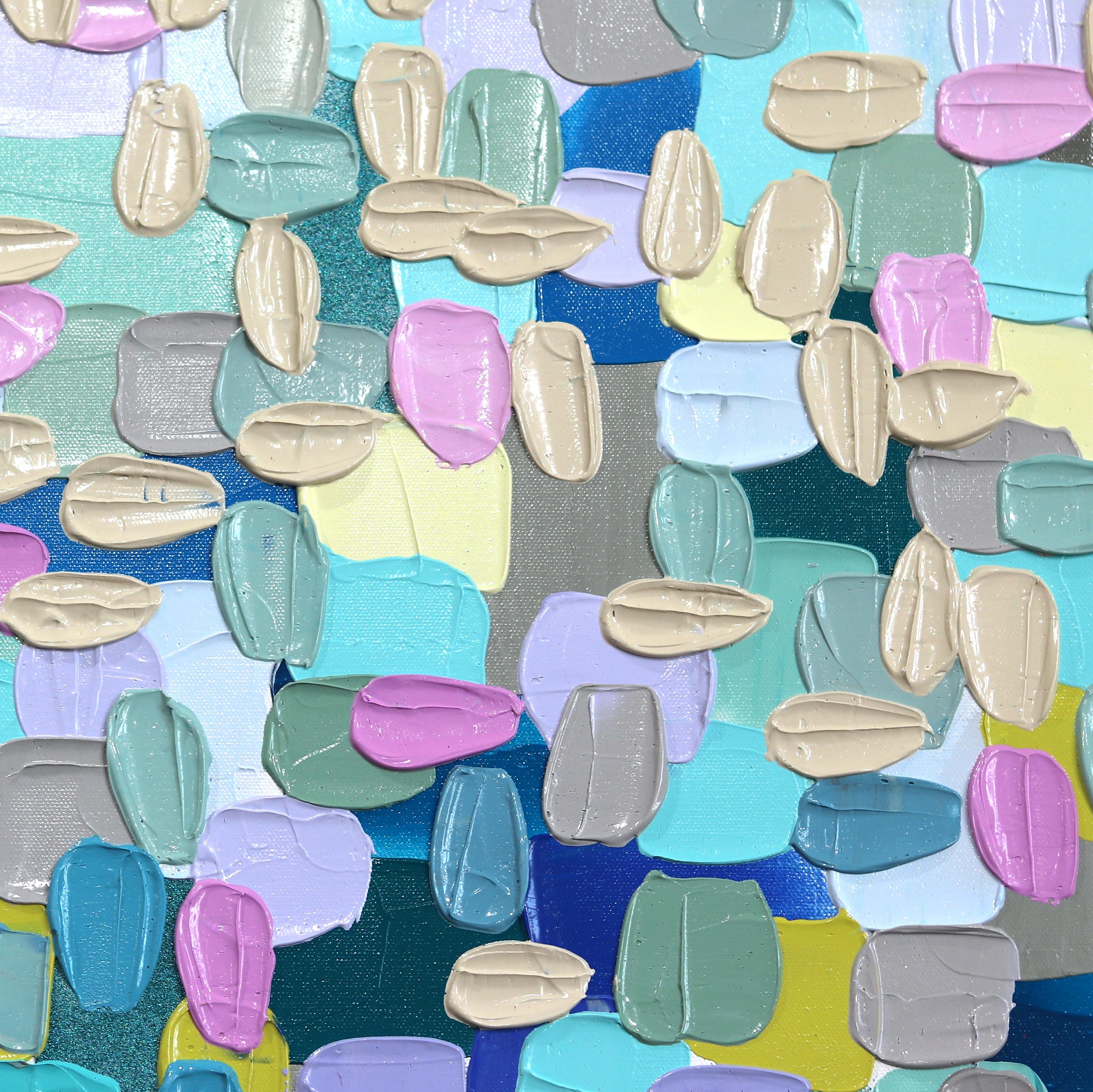 Herzzentrum – große Impasto dicke Farbe, farbenfrohes abstraktes Gemälde im Angebot 5