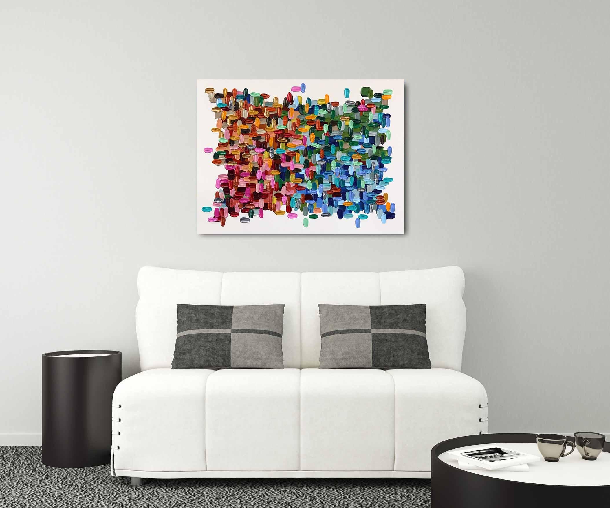 I'm Just Me - Impasto Inspired Colorful Textural Thick Paint Abstract Artwork - Painting by Shiri Phillips